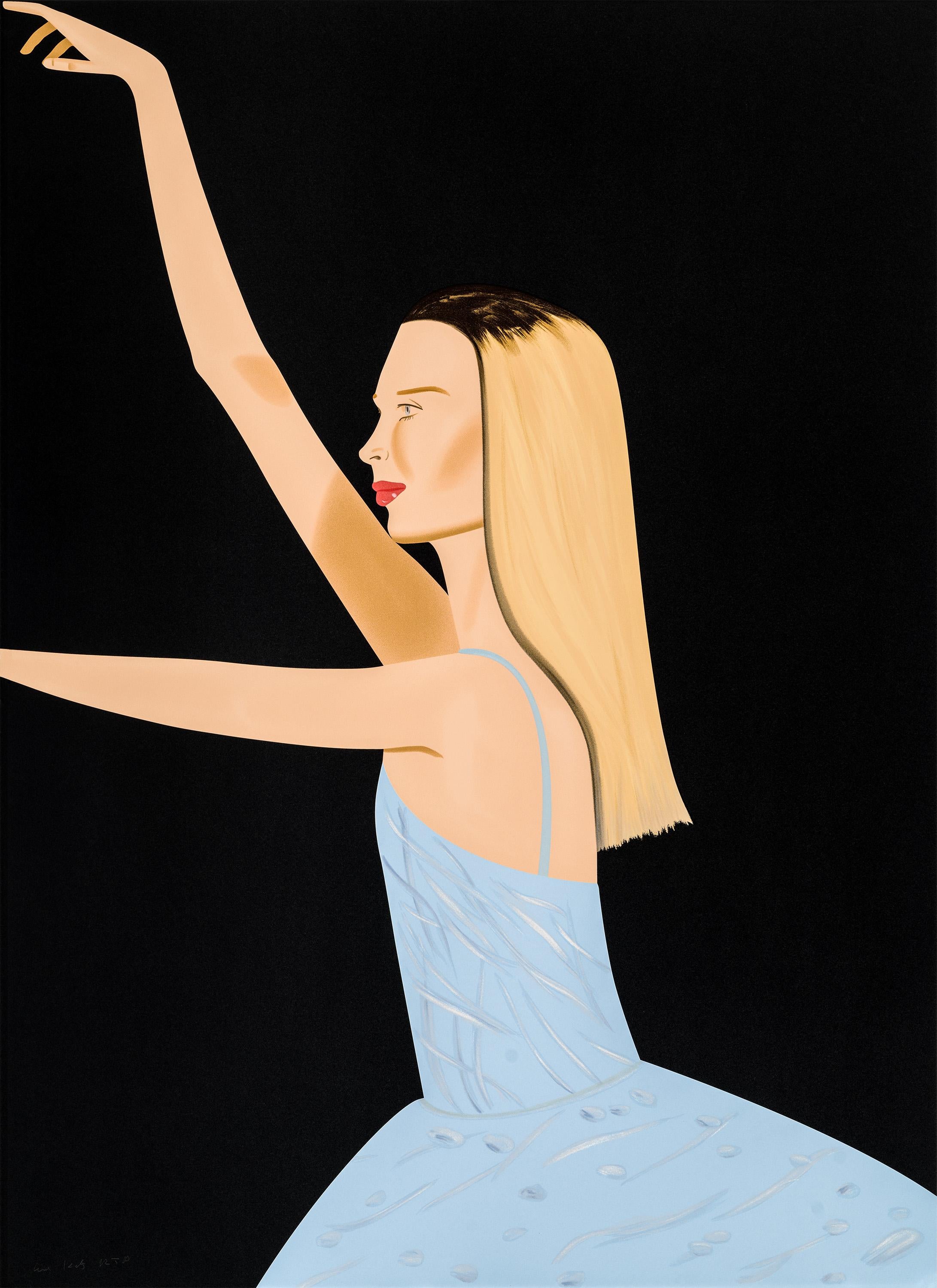 Alex Katz Figurative Print - Dancer 2 - ballet, dancing, light blue, black, blonde, dress
