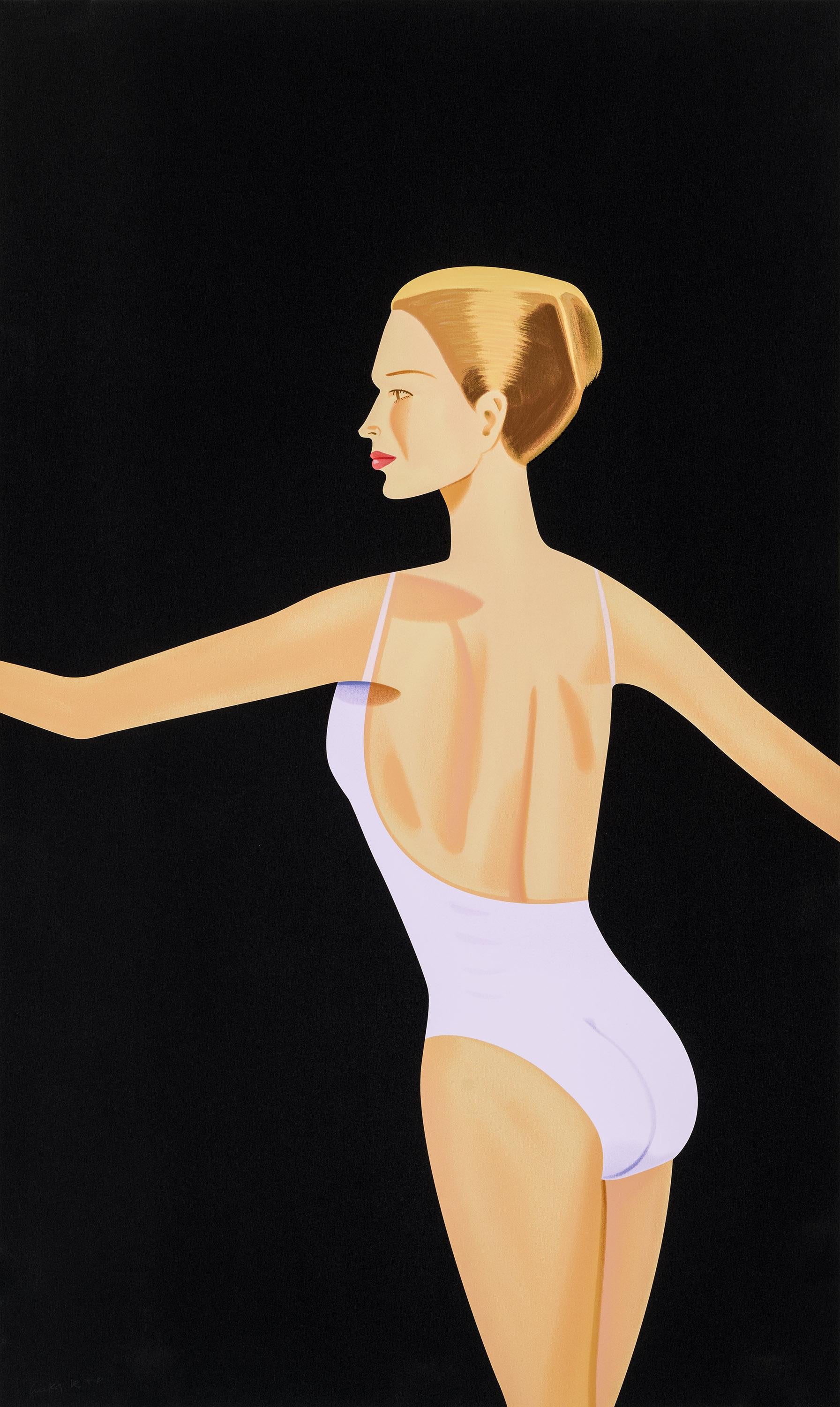 Alex Katz Figurative Print – Dancer 3 - Ballett, tanzend, lila, schwarz, blonder, Anzug