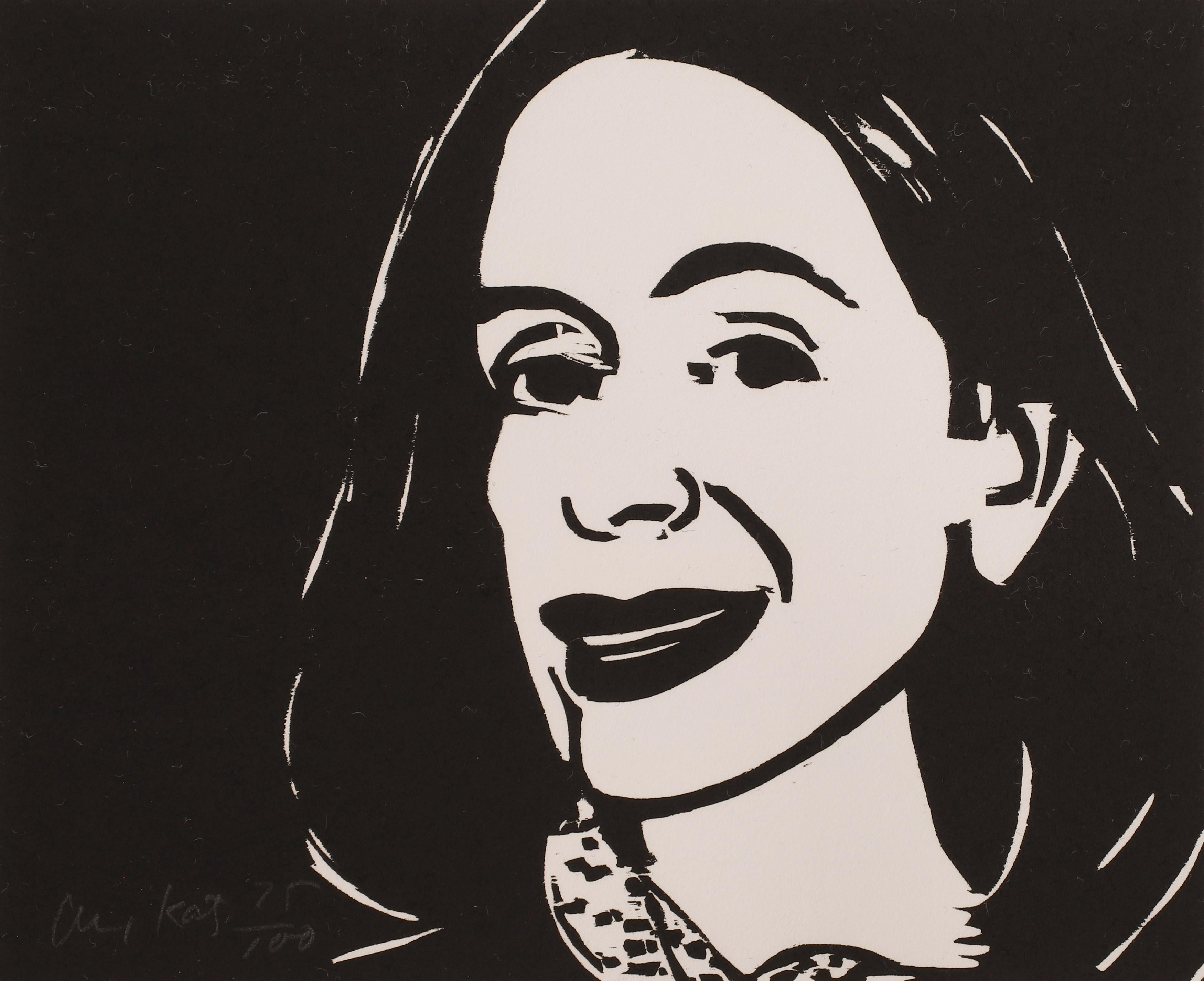 Dark Eyes -- Print, Woodcut, Portrait by Alex Katz