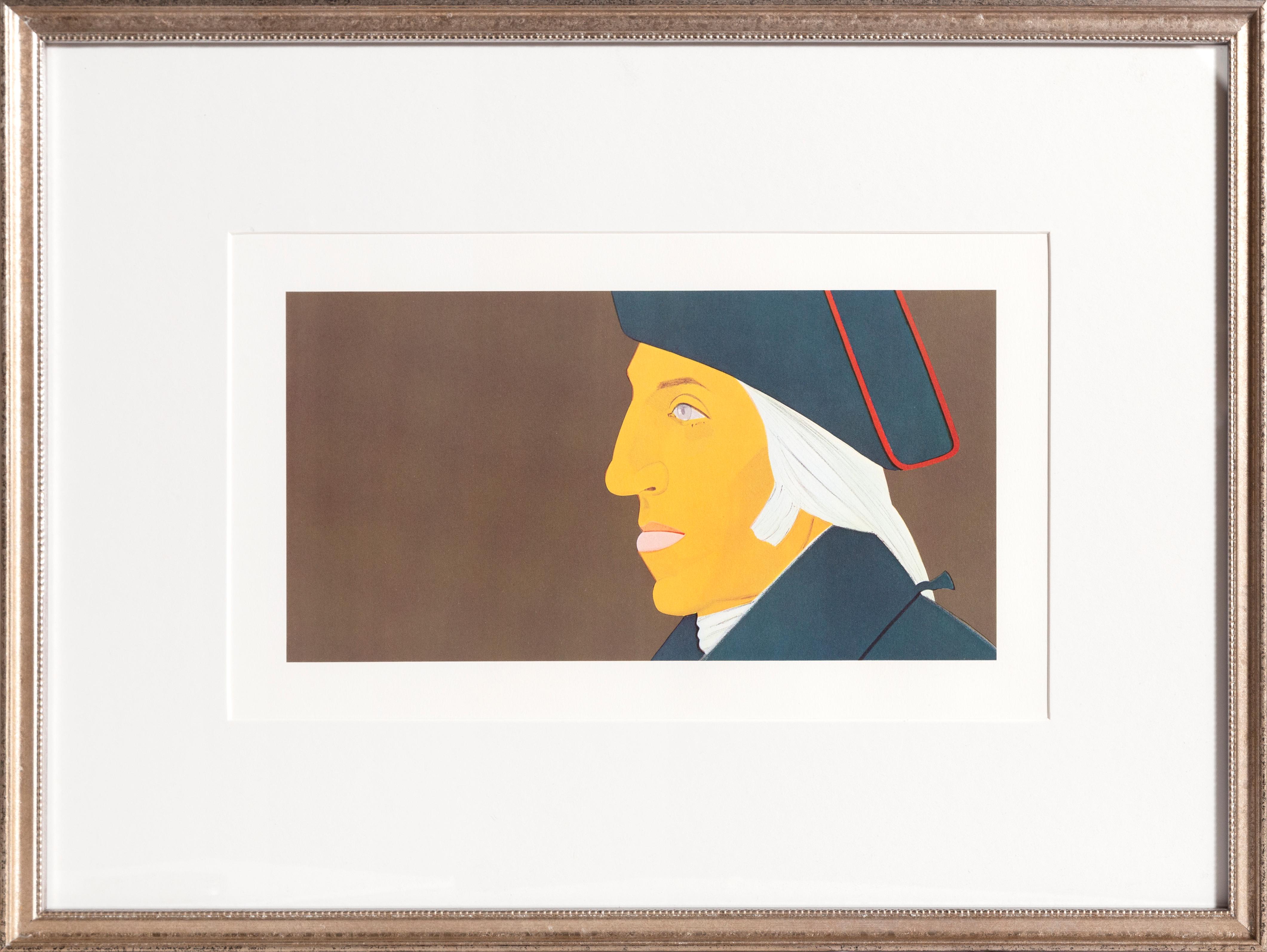 Une impression originale du portefeuille d'affiches du bicentenaire de Kent publié par Lorillard. Ce profil latéral du président provient du portfolio du bicentenaire du Kent. Alex Katz est l'un des principaux peintres figuratifs du mouvement du