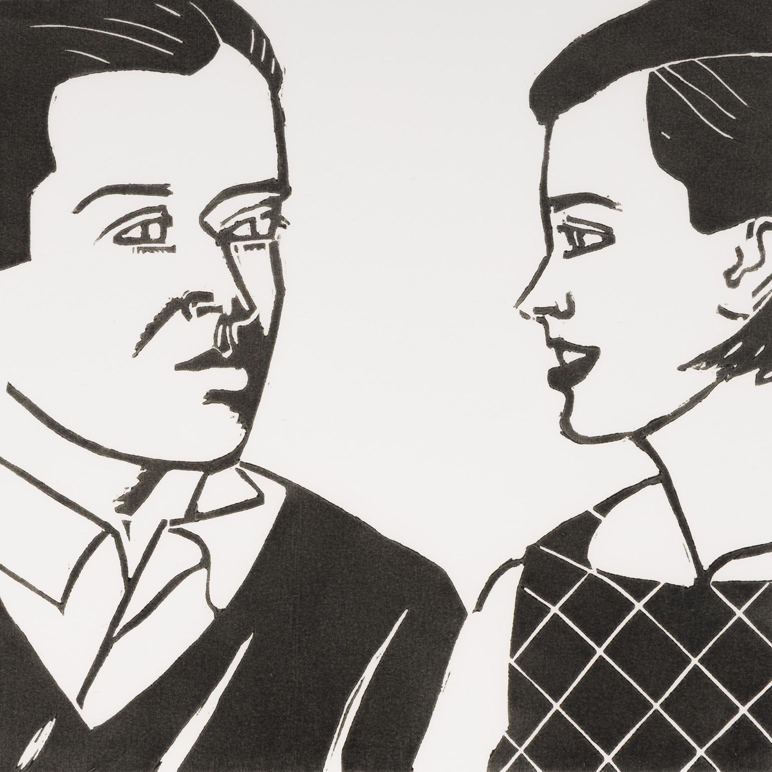 Julian et Jessica - Gris Figurative Print par Alex Katz
