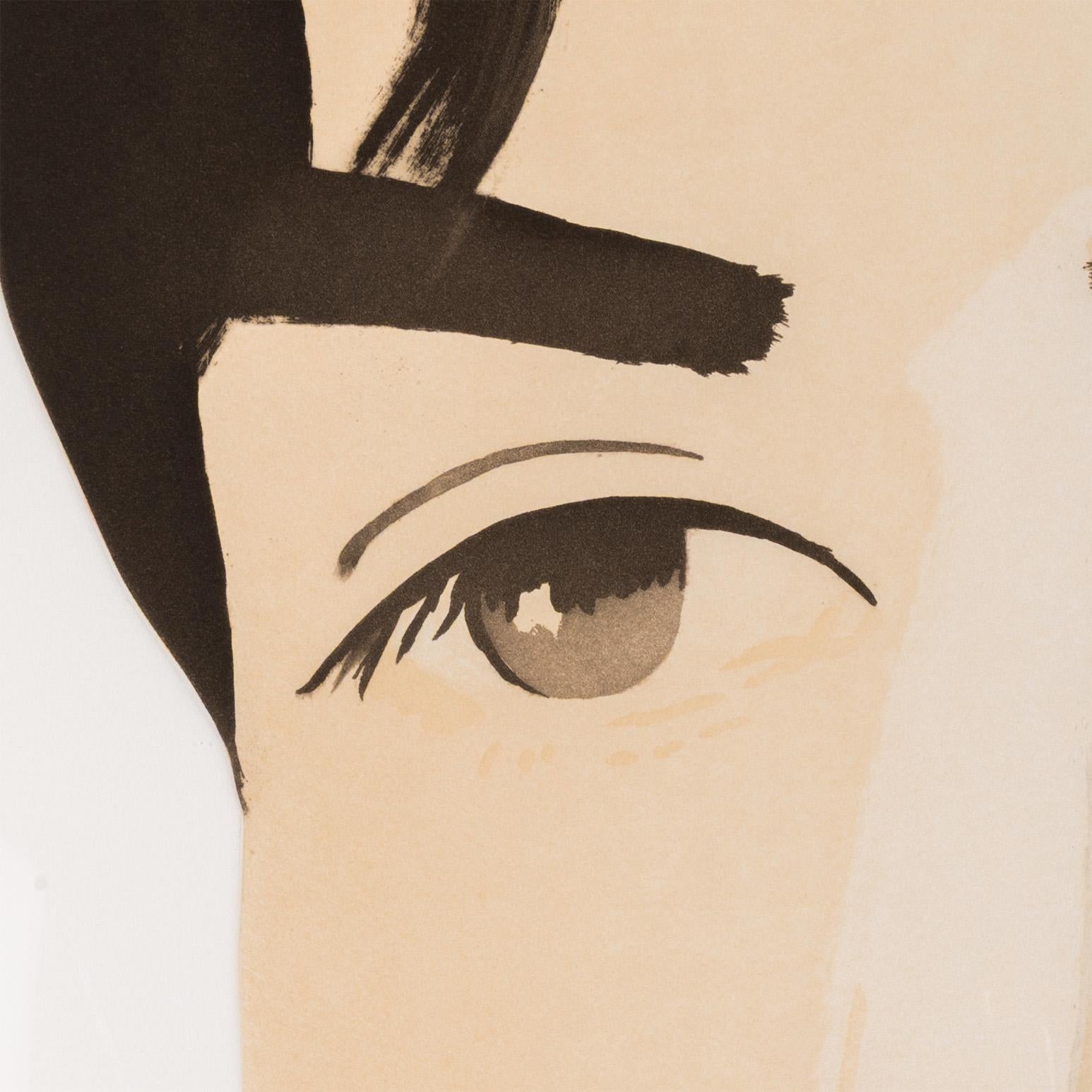 Grande tête de Vincent - Beige Portrait Print par Alex Katz