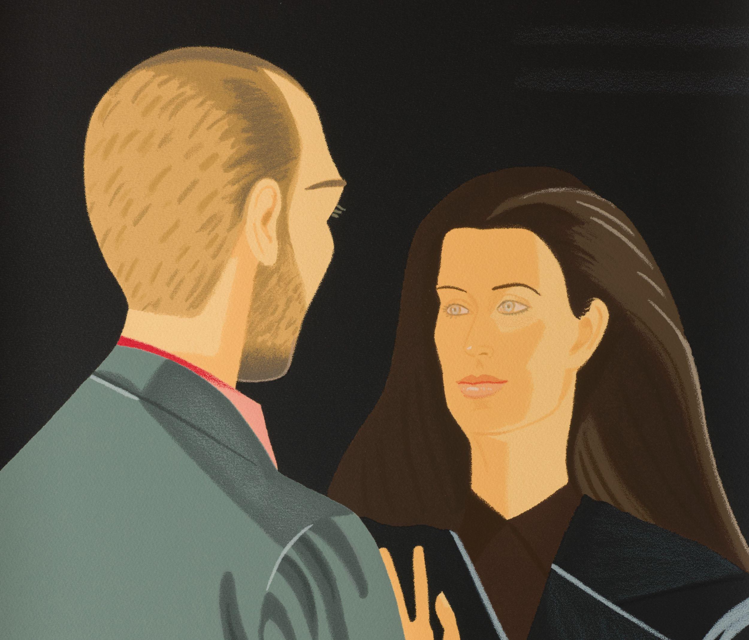 Pas de Deux III (Francesco and Alba Clemente) is a serigraph on paper with an image size of 36 x 20 inches, signed ‘Alex Katz’ lower left and numbered 106/150. From the edition of 173 (there were also 18 AP, 3 PP, and 2 RTP). Framed in a