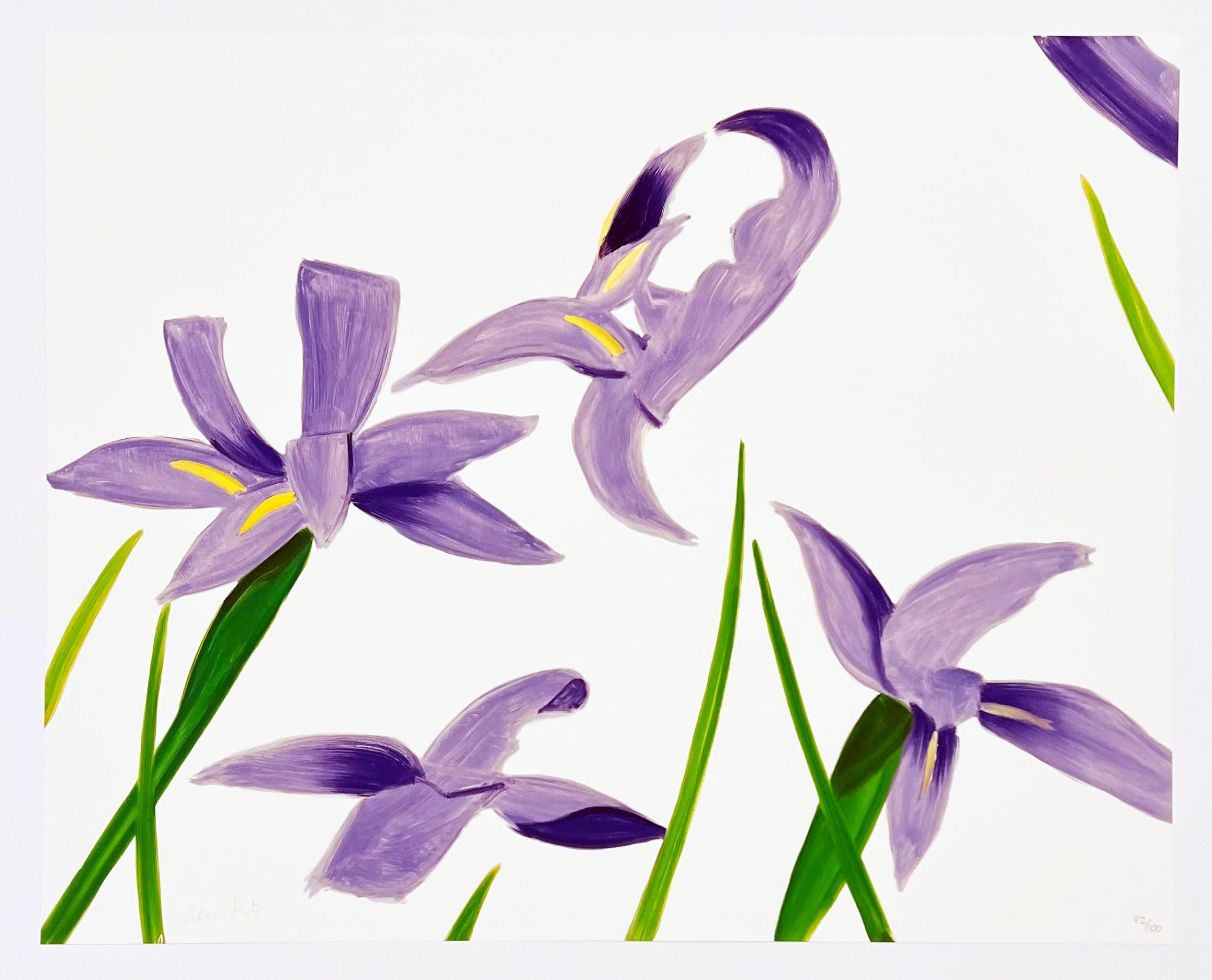 Purple Irises on White - Print by Alex Katz