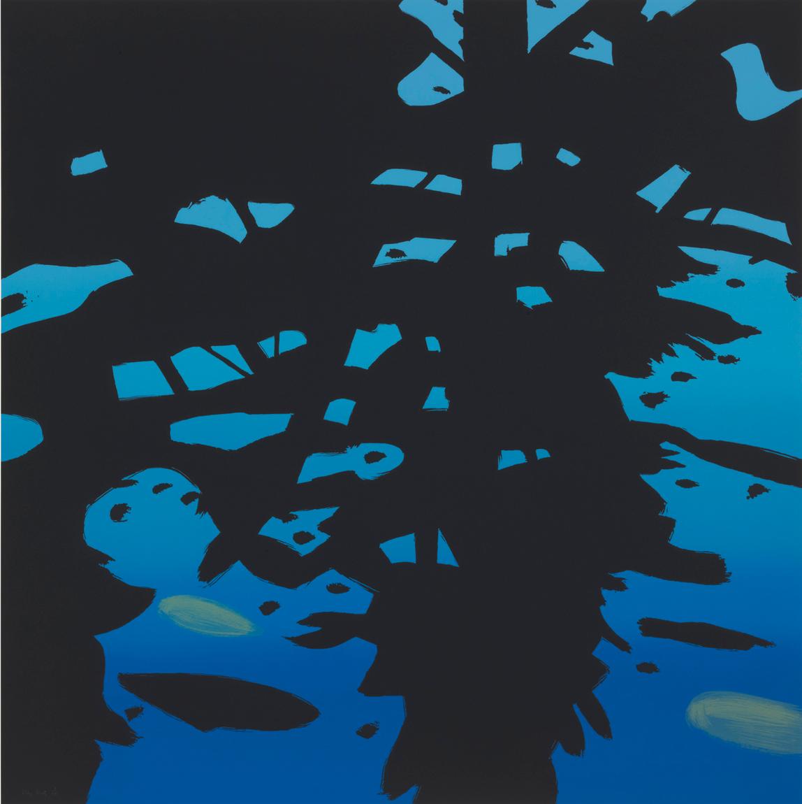 Reflection - Sea, Tree, Black, Blue, Night Sky, large-scale print