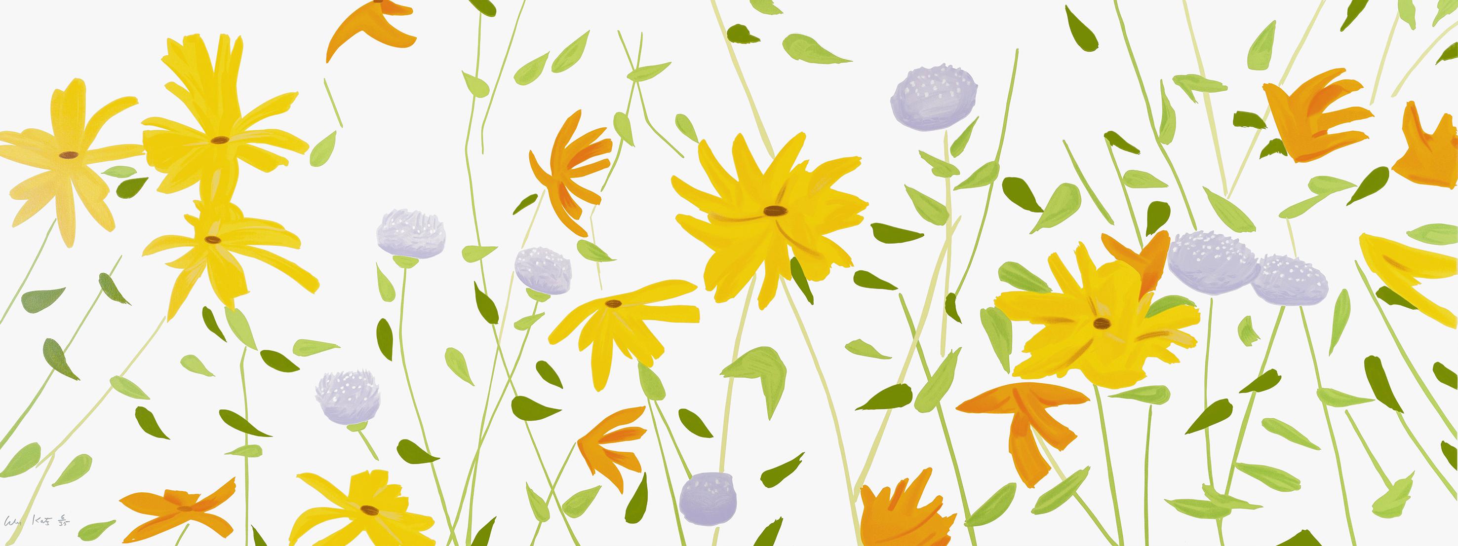 Summer Flowers - summer, flowers, meadow, yellow, orange, lilac, green, canvas