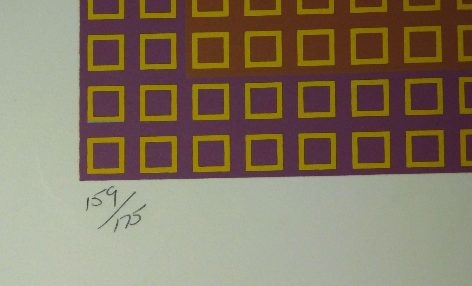 Tempo der Drei  1981  Siebdruck  26 x 39 1/4 Zoll.  Auflage von 175 Stück (Op-Art), Print, von Julian Stanczak
