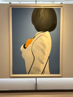 Vivien in White Coat - blue sky, white, coat, dress, hair