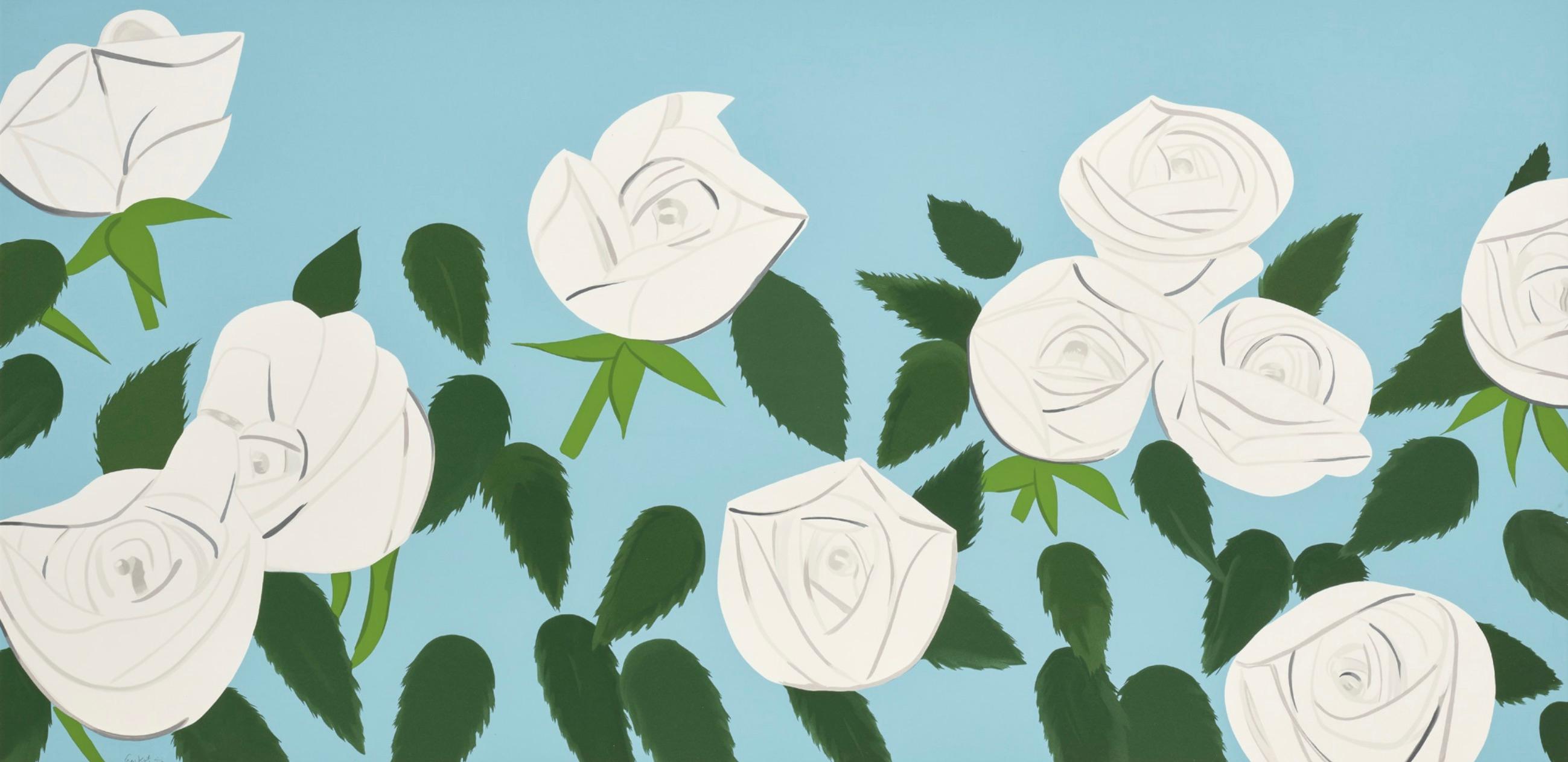 White Roses Screen Print, Signed Edition of 50, 2014, 42.5 x 85.4 in.