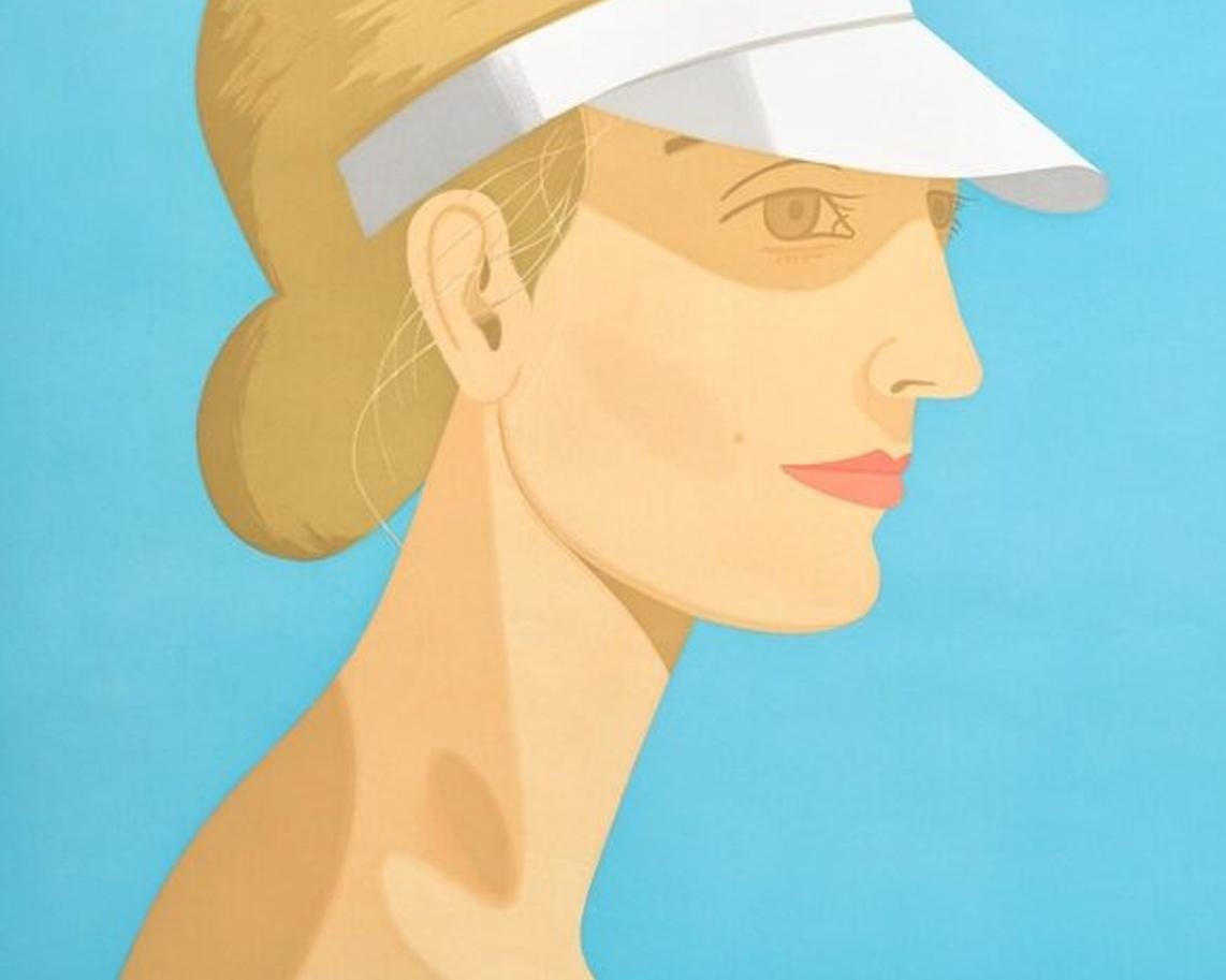 White Visor - Blue Portrait Print by Alex Katz