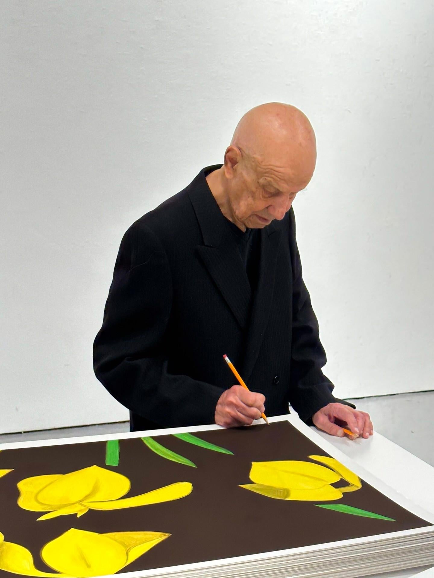 Yellow Flags on Brown - Contemporary Print by Alex Katz