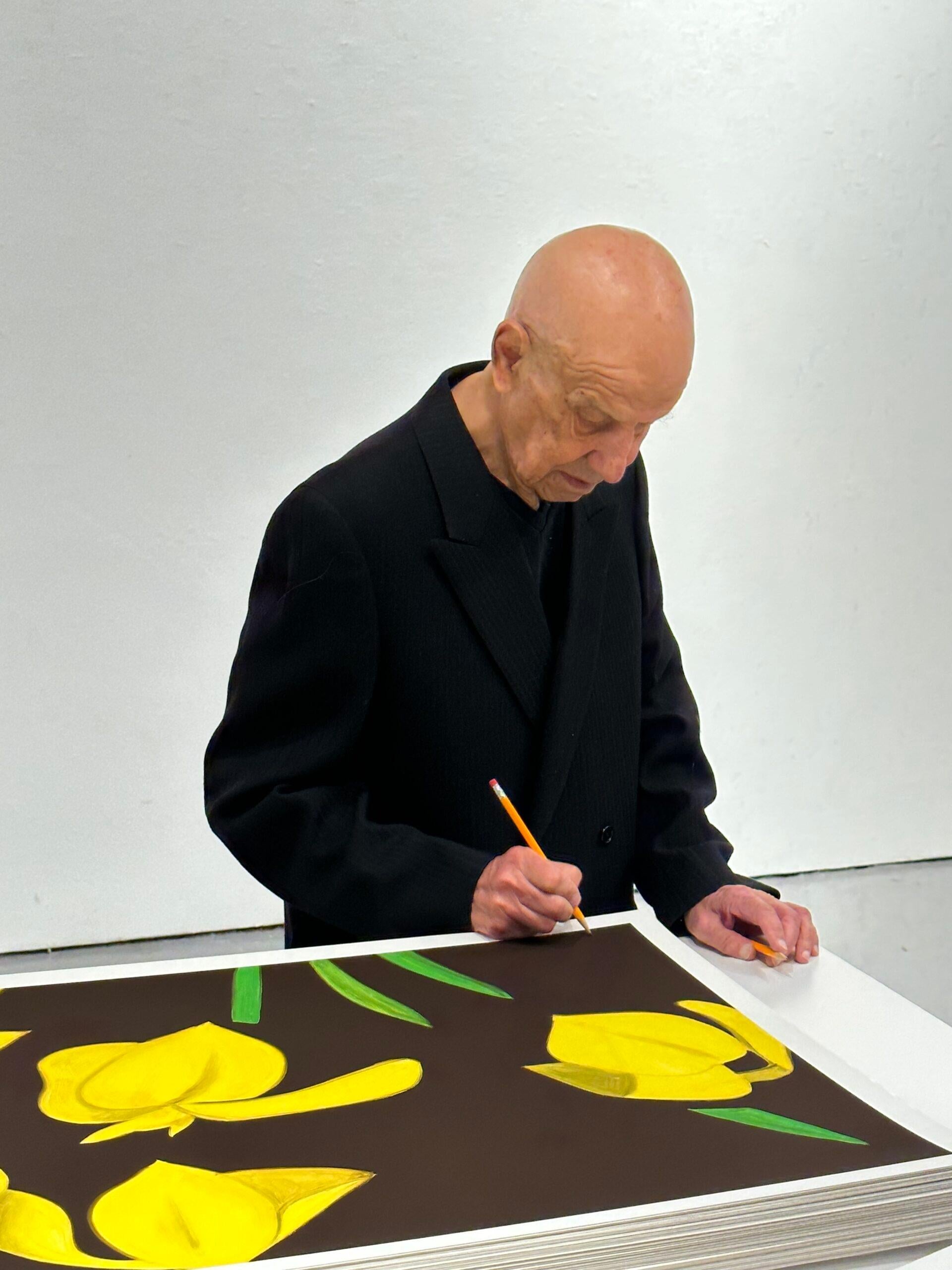 Banderas amarillas sobre marrón - Print de Alex Katz