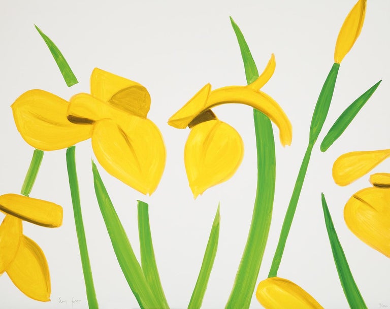 Alex Katz "Yellow Flags on White", Flowers, Yellow, White For Sale at