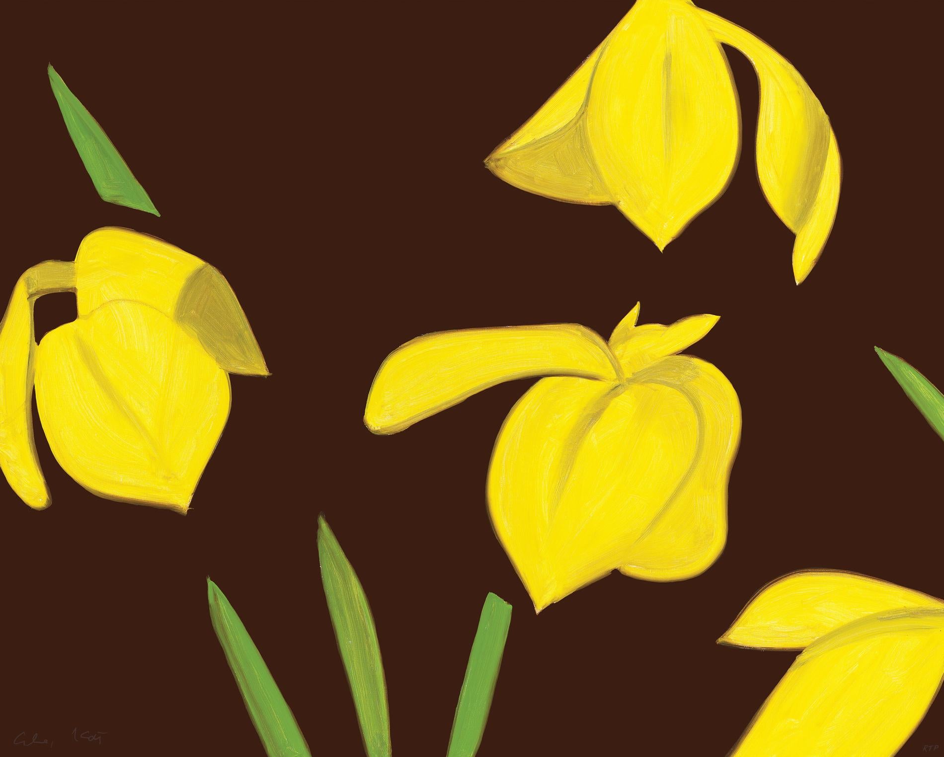 Banderas amarillas sobre blanco - Print de Alex Katz