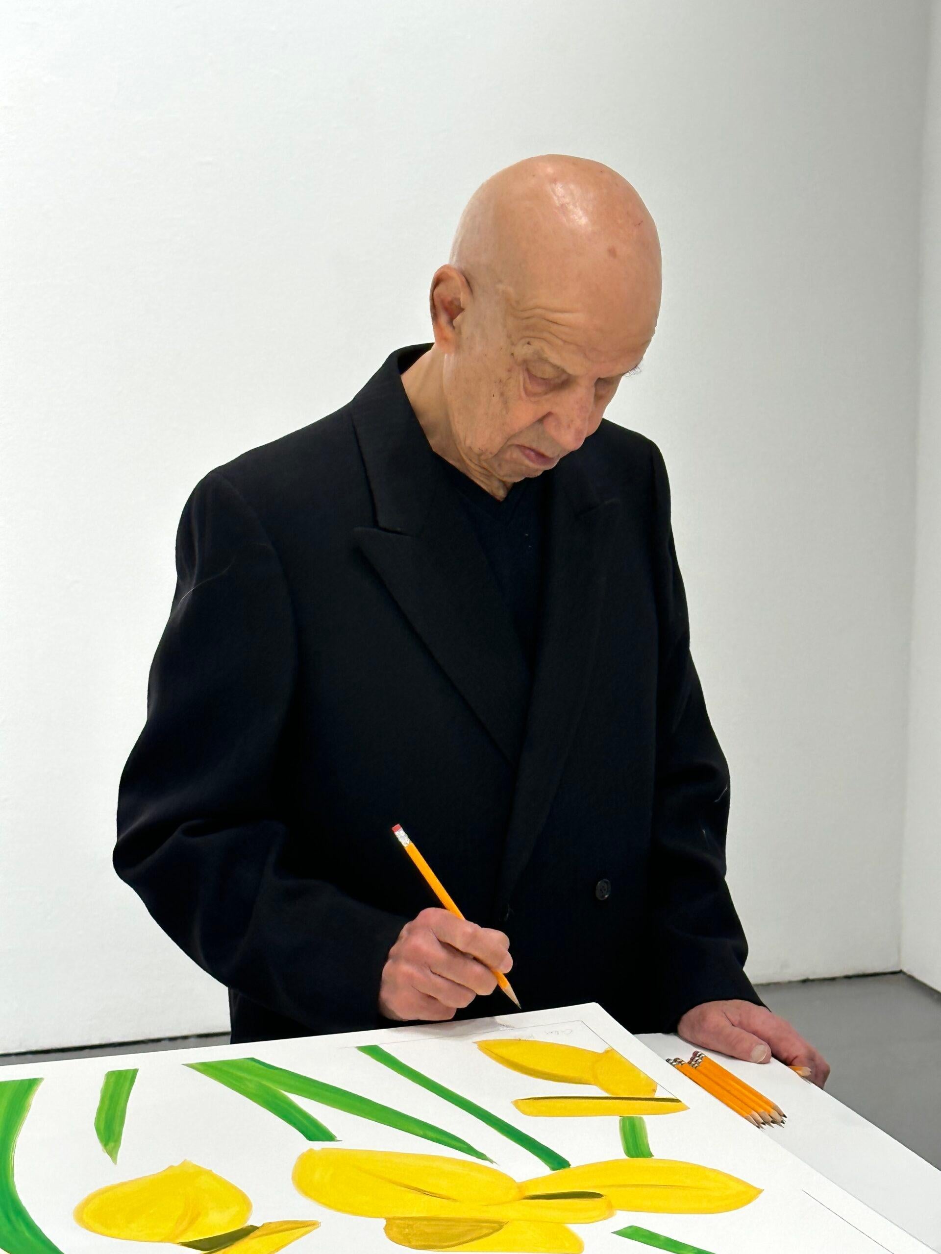 Banderas amarillas sobre blanco - Print Arte pop de Alex Katz