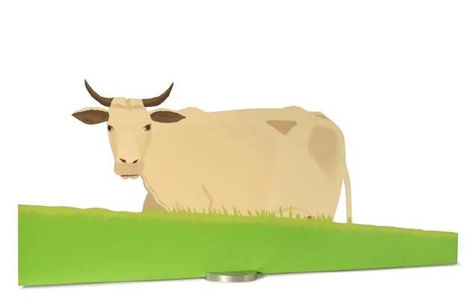 Alex Katz
Cow, 2004
Screenprint on cut aluminum in forty-five colors sculpture, printed on recto and verso
16 5/8 × 41 1/2 × 1/8 in. - 42.2 × 105.4 × 0.3 cm.
Edition Number: AP 2/15
Signed and numbered lower left side in black ink

This Cow cutout