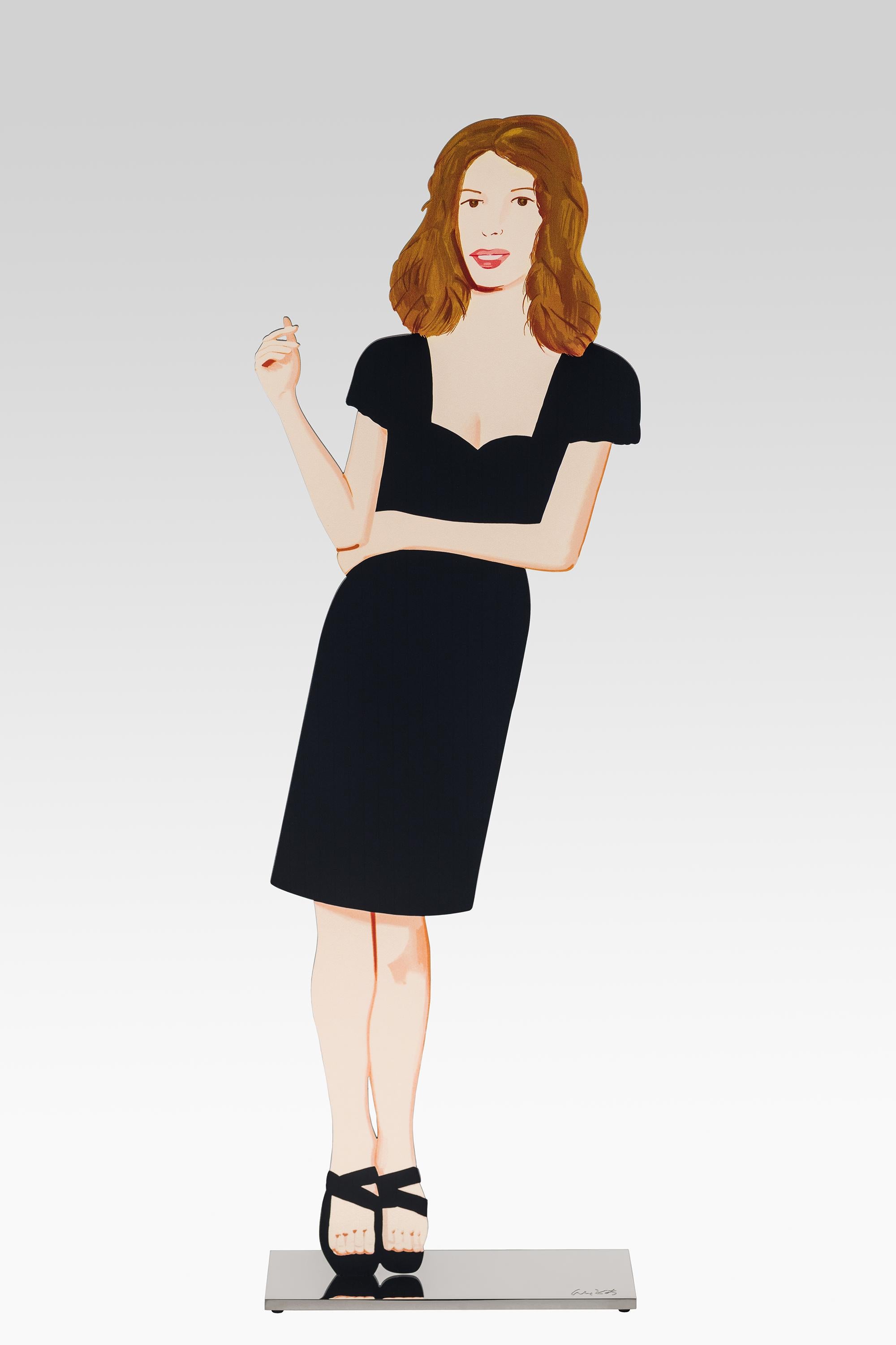 The "Black Dress" sculptures by Alex Katz are more than figurative sculptures. They are a homage to elegance, fashion and the female body. This cut-out is made from powder-coated aluminium and stands on an aluminium plinth. 63,6 x 20 cm. Edition of