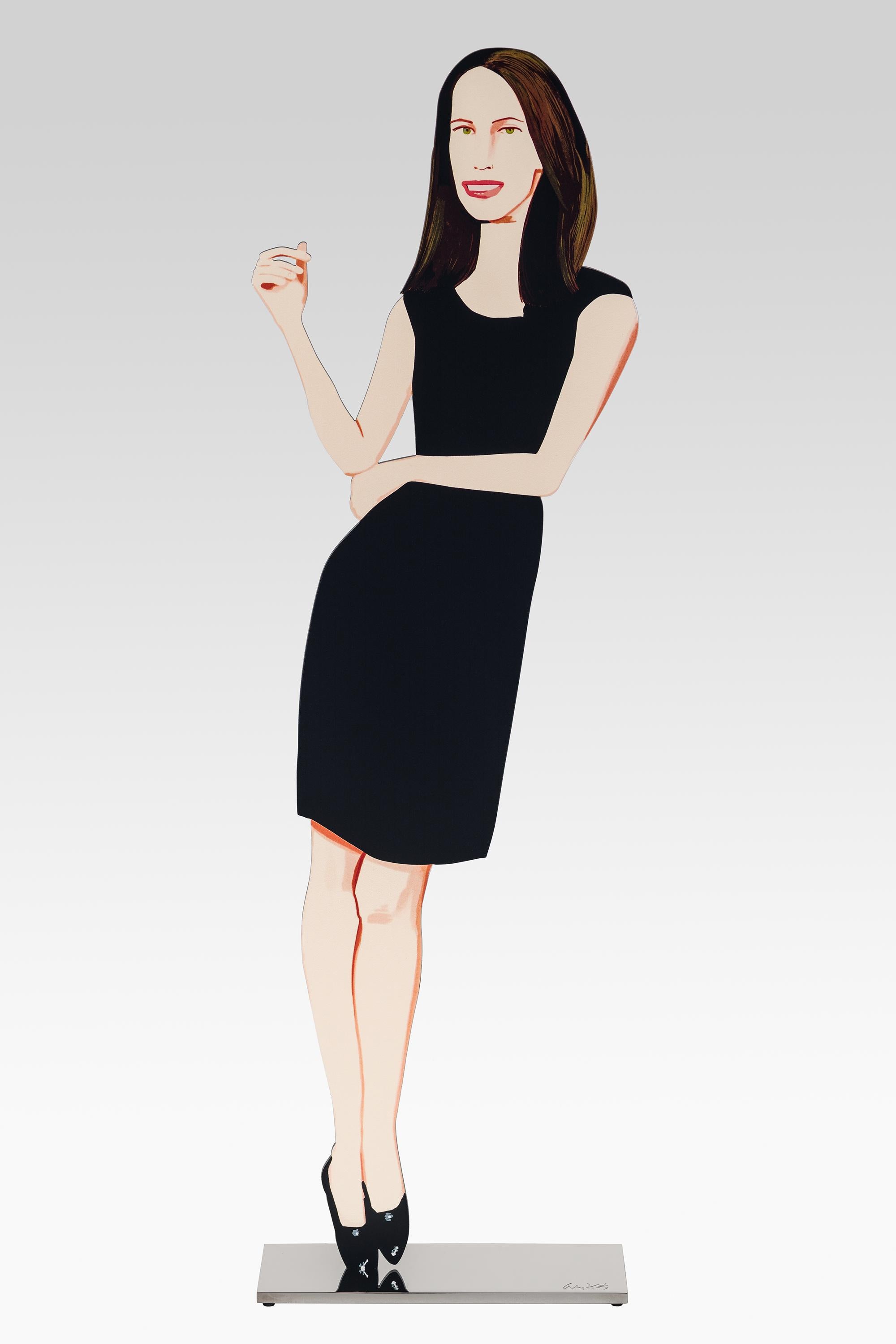 The "Black Dress" sculptures by Alex Katz are more than figurative sculptures. They are a homage to elegance, fashion and the female body. This cut-out is made from powder-coated aluminium and stands on an aluminium plinth. 58 x 18 cm. Edition of