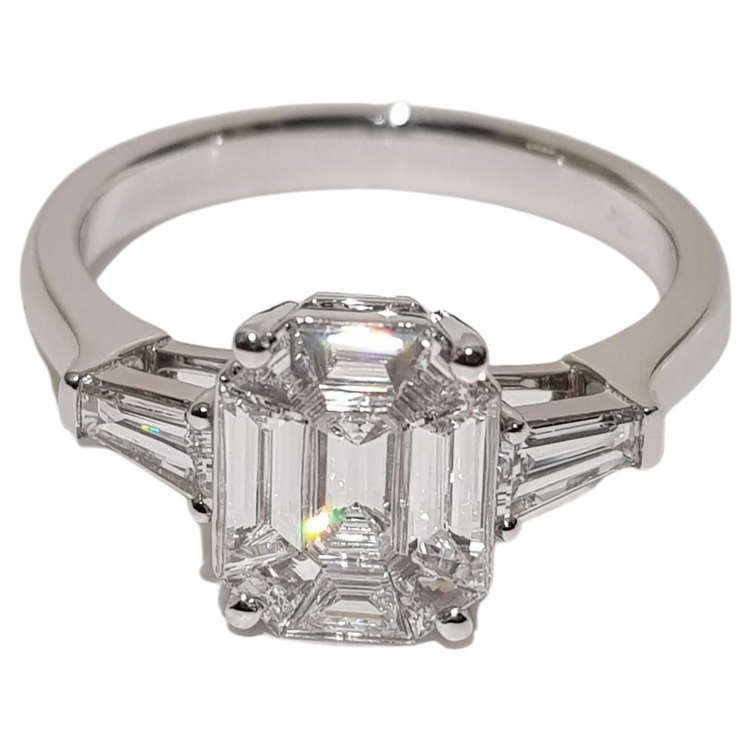 Alex Kou 1.2 Carat Diamond Invisible Setting Three Stone Engagement Rings
