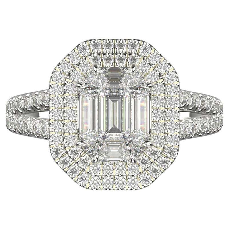 Alex Kou Invisible Setting 2.5 Carat Emerald White Diamond Look ...