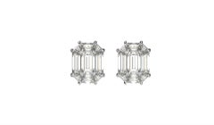 Alex Kou Invizible Setting Emerald Shape Diamond Stud Earrings