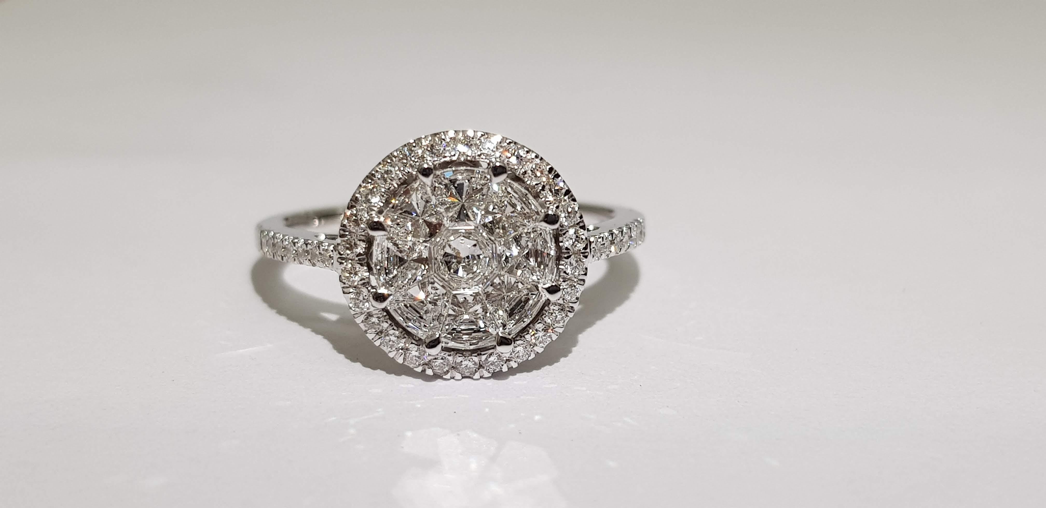 En vente :  Alex Kou, bague à monture invisible de forme ronde sertie de diamants taille 9 pièces de 0,7 carat 2