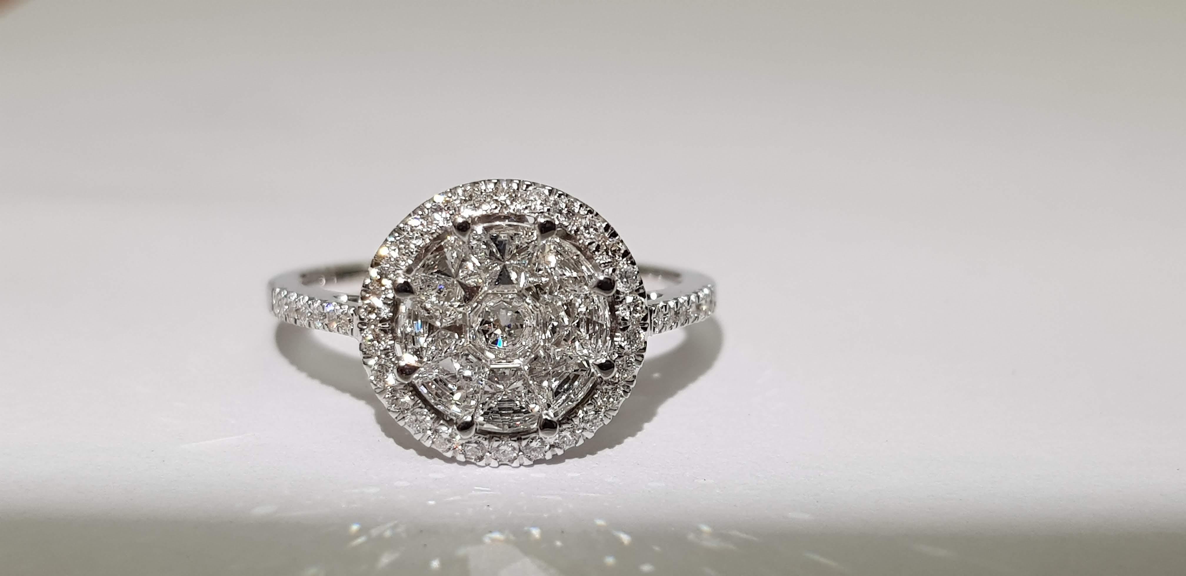 En vente :  Alex Kou, bague à monture invisible de forme ronde sertie de diamants taille 9 pièces de 0,7 carat 4