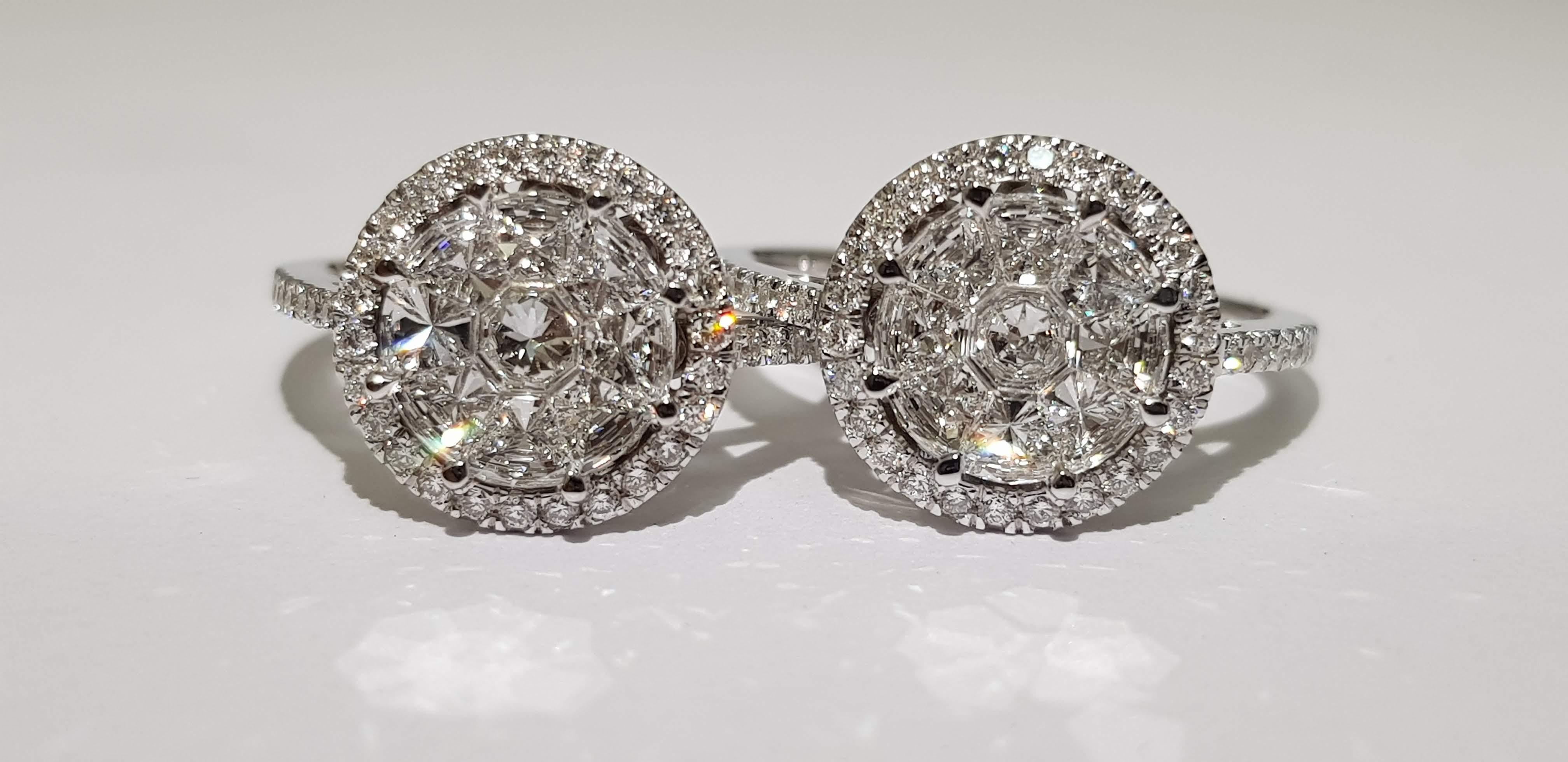 En vente :  Alex Kou, bague à monture invisible de forme ronde sertie de diamants taille 9 pièces de 0,7 carat 5