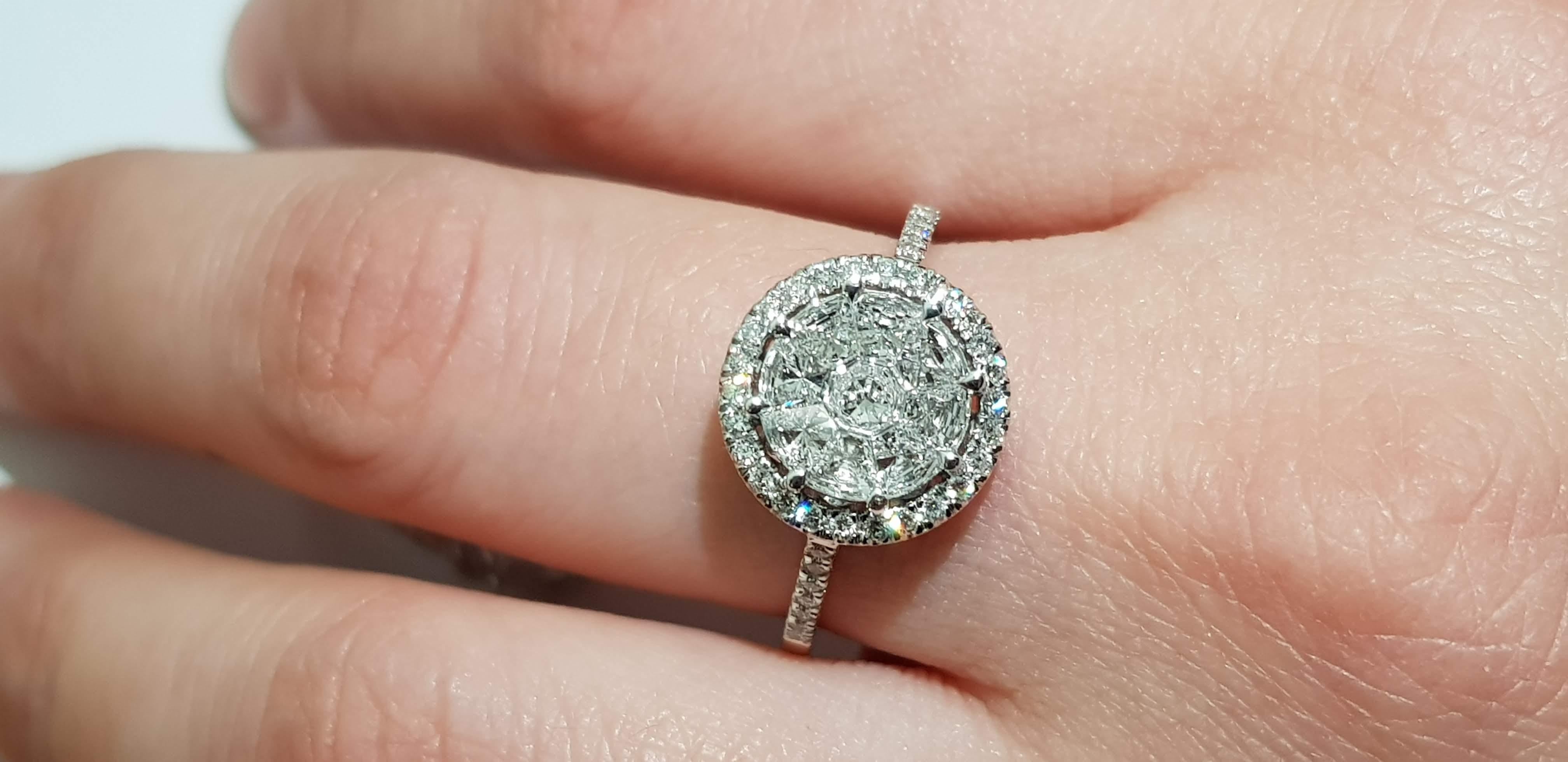 En vente :  Alex Kou, bague à monture invisible de forme ronde sertie de diamants taille 9 pièces de 0,7 carat 6