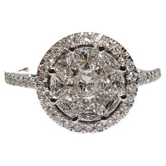 Alex Kou, bague à monture invisible de forme ronde sertie de diamants taille 9 pièces de 0,7 carat