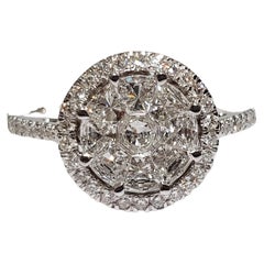 Alex Kou Invizible Setting Round Shape 9 Pie Cut Diamonds Set 0.7 Carat Ring