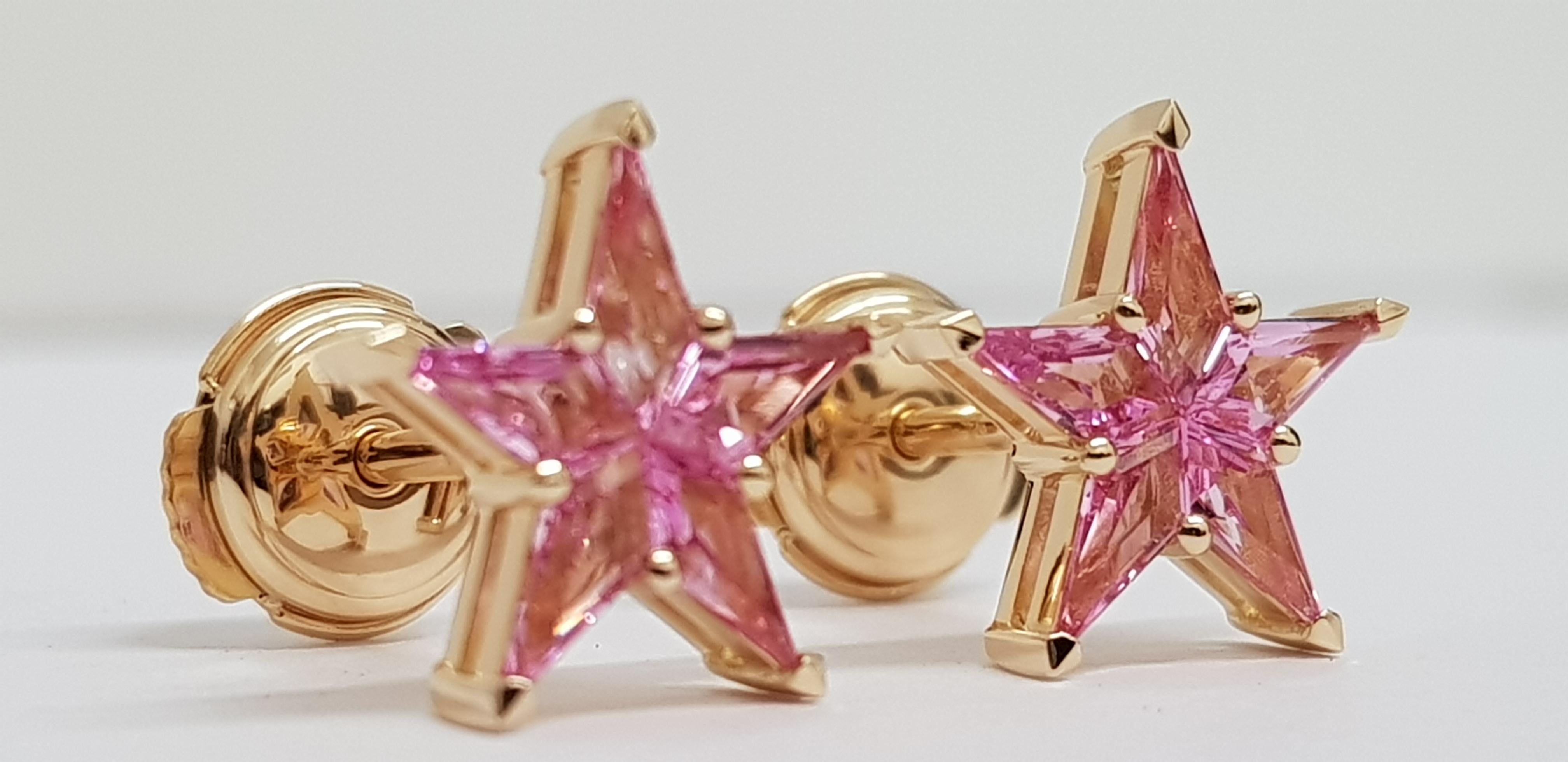 pink star sapphire earrings