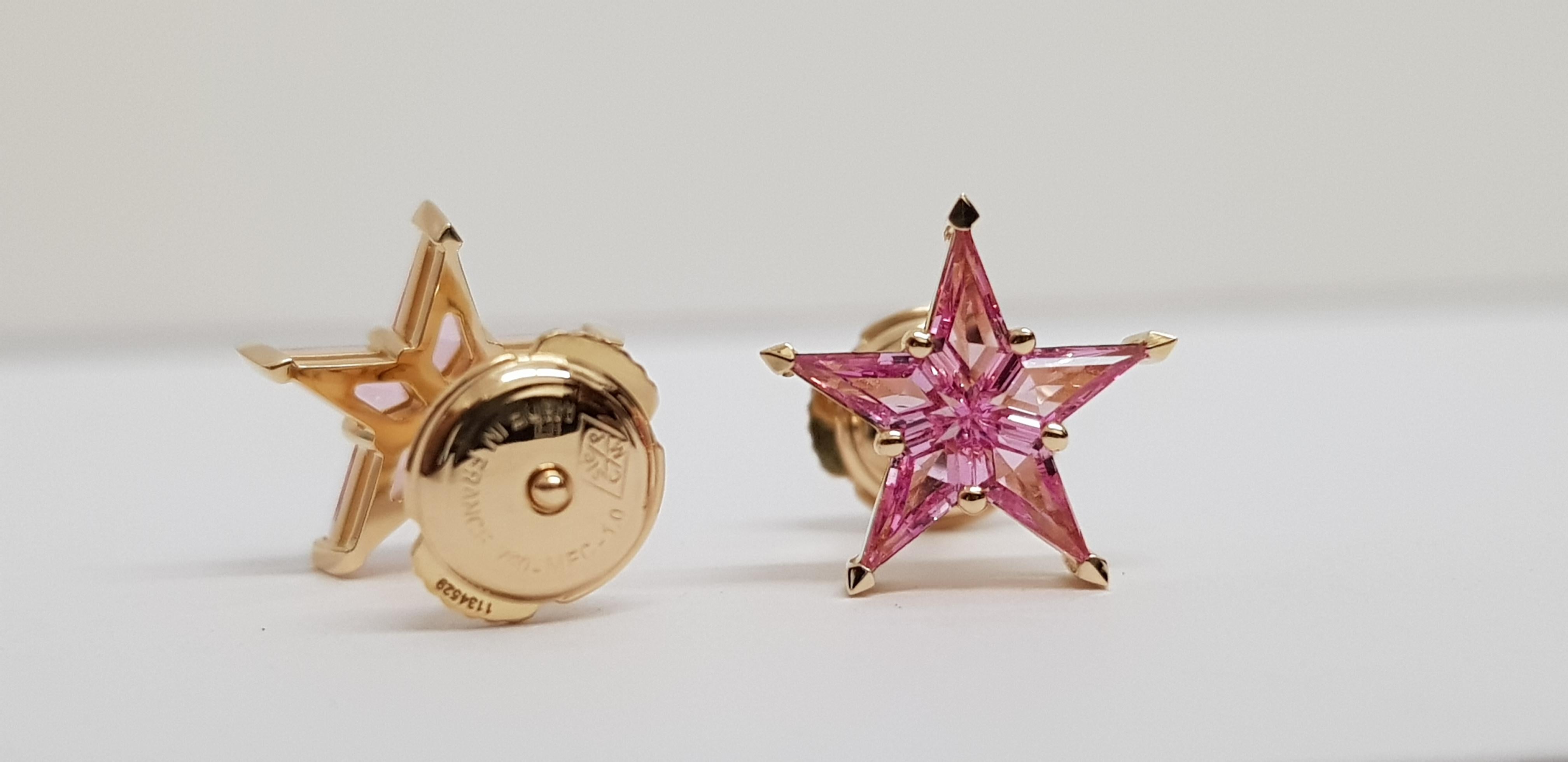 Contemporary Alex Kou Pink Sapphire Star Stud Earrings