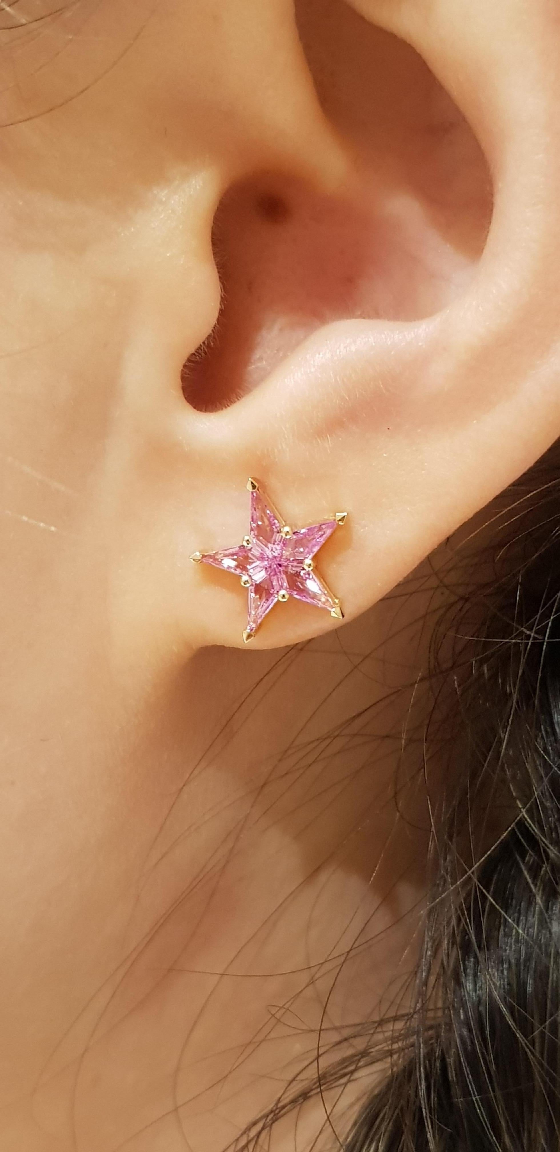 Women's or Men's Alex Kou Pink Sapphire Star Stud Earrings