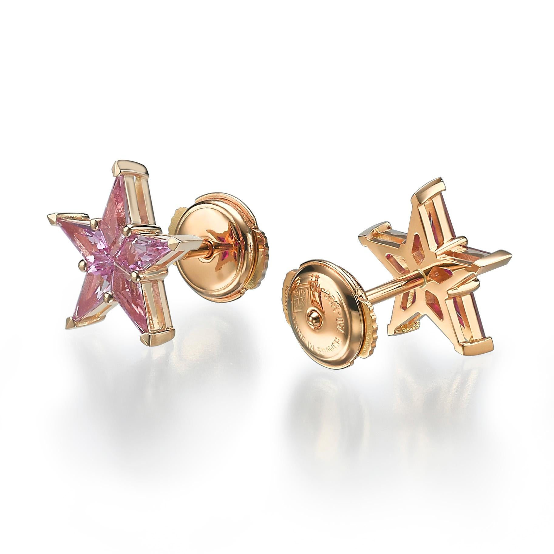 Alex Kou Pink Sapphire Star Stud Earrings 1