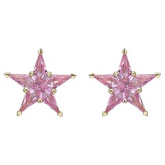 Alex Kou Pink Sapphire Star Stud Earrings