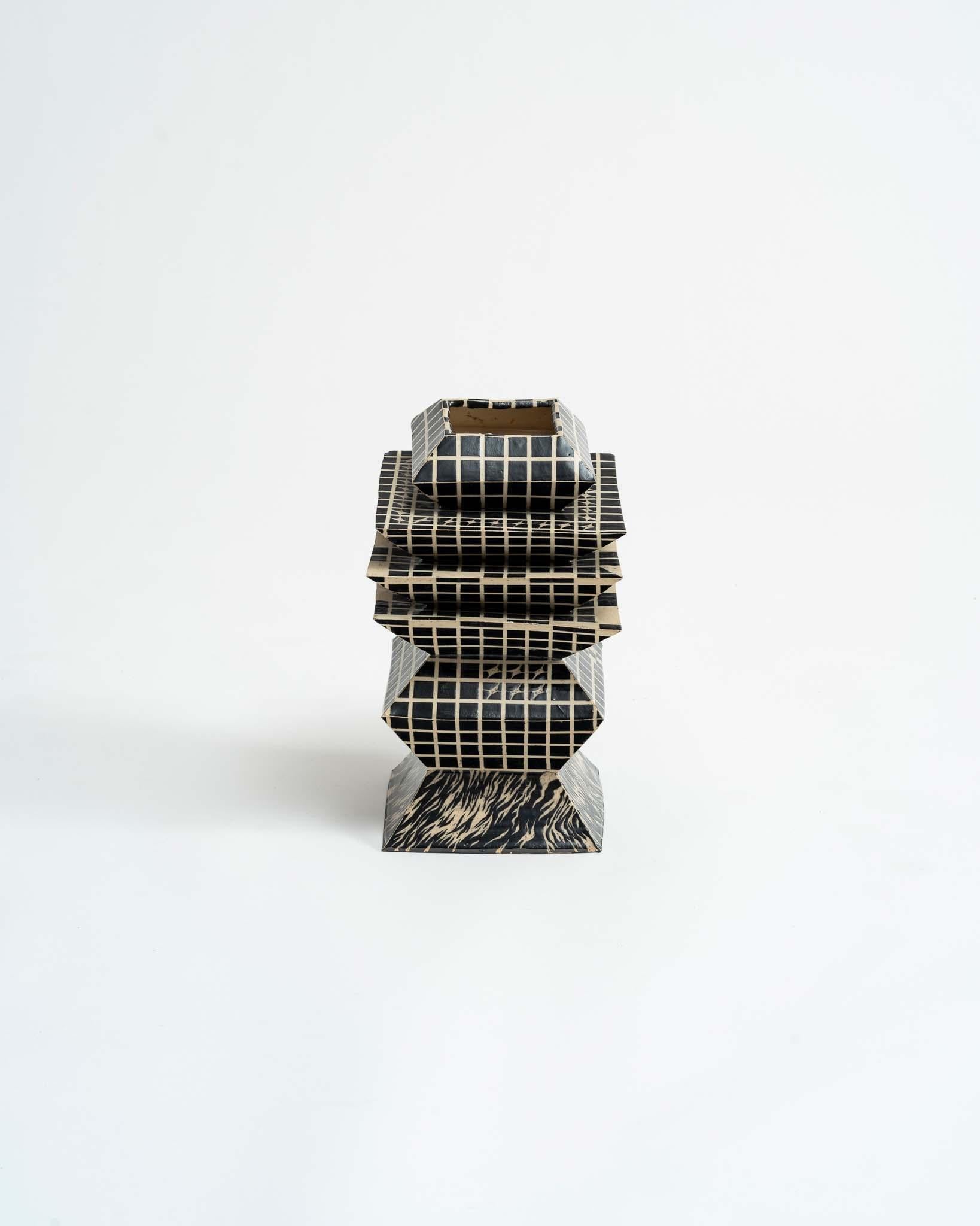 American Alex Kovacs, Ritual Vessel, Contemporary Ceramic Two Toned Vase Vessel