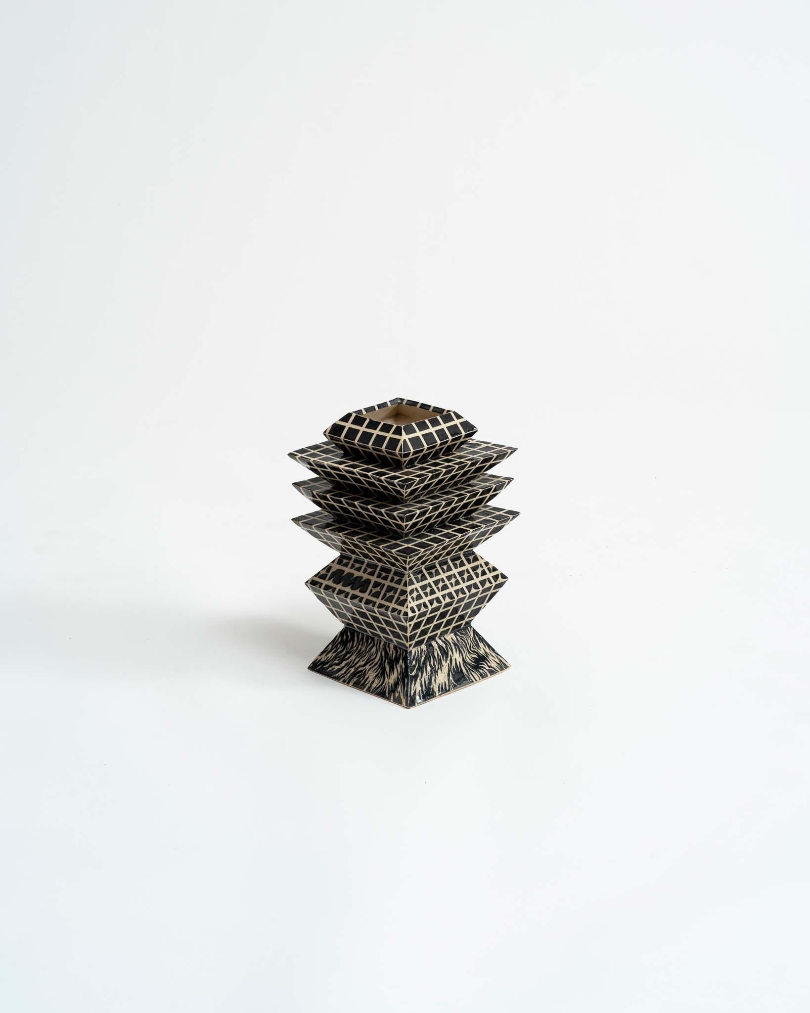 American Alex Kovacs, Small Ritual Vessel, Bold Graphic Contemporary Ceramic Vase