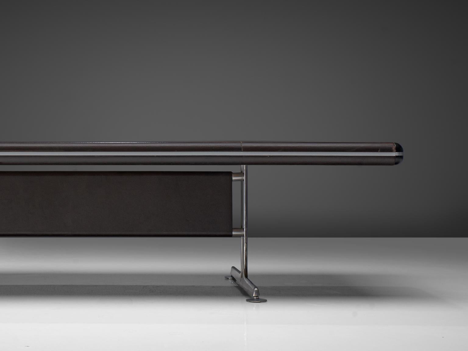 Late 20th Century Alex Linder Black Leather Conference Table, 1970s