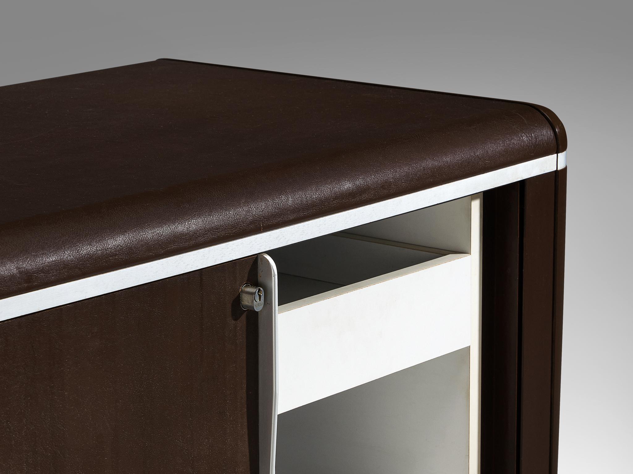 Alex Linder Sideboard in Dark Brown Leather and Aluminum For Sale 2
