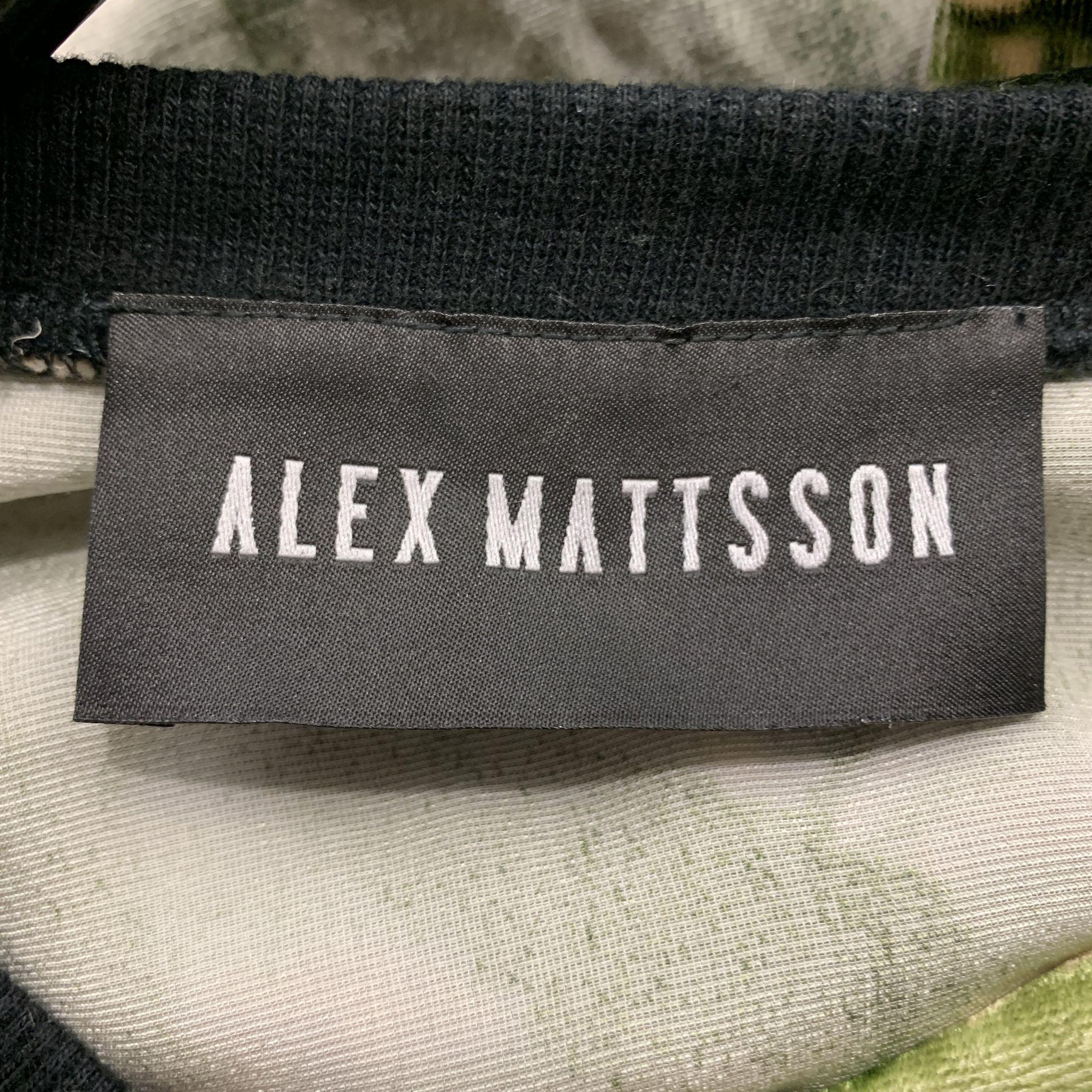 Men's ALEX MATTSSON Size L Olive Print Weed Lion Viscose Silk CrewNeck Suit / Twin Set