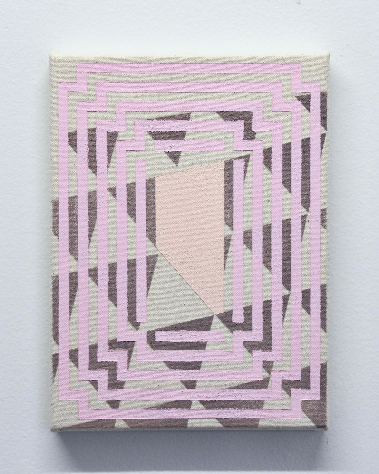 POLISHING - Pittura astratta geometrica, rosa e grigia su tela - Painting Astrattismo geometrico di Alex McClurg