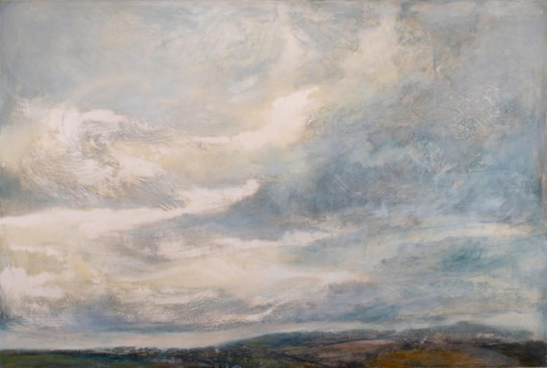 Alex McIntyre  Landscape Painting - Chromatic Grey Skies, Atmospheric Skyscape Painting, Large Realist Statement Art