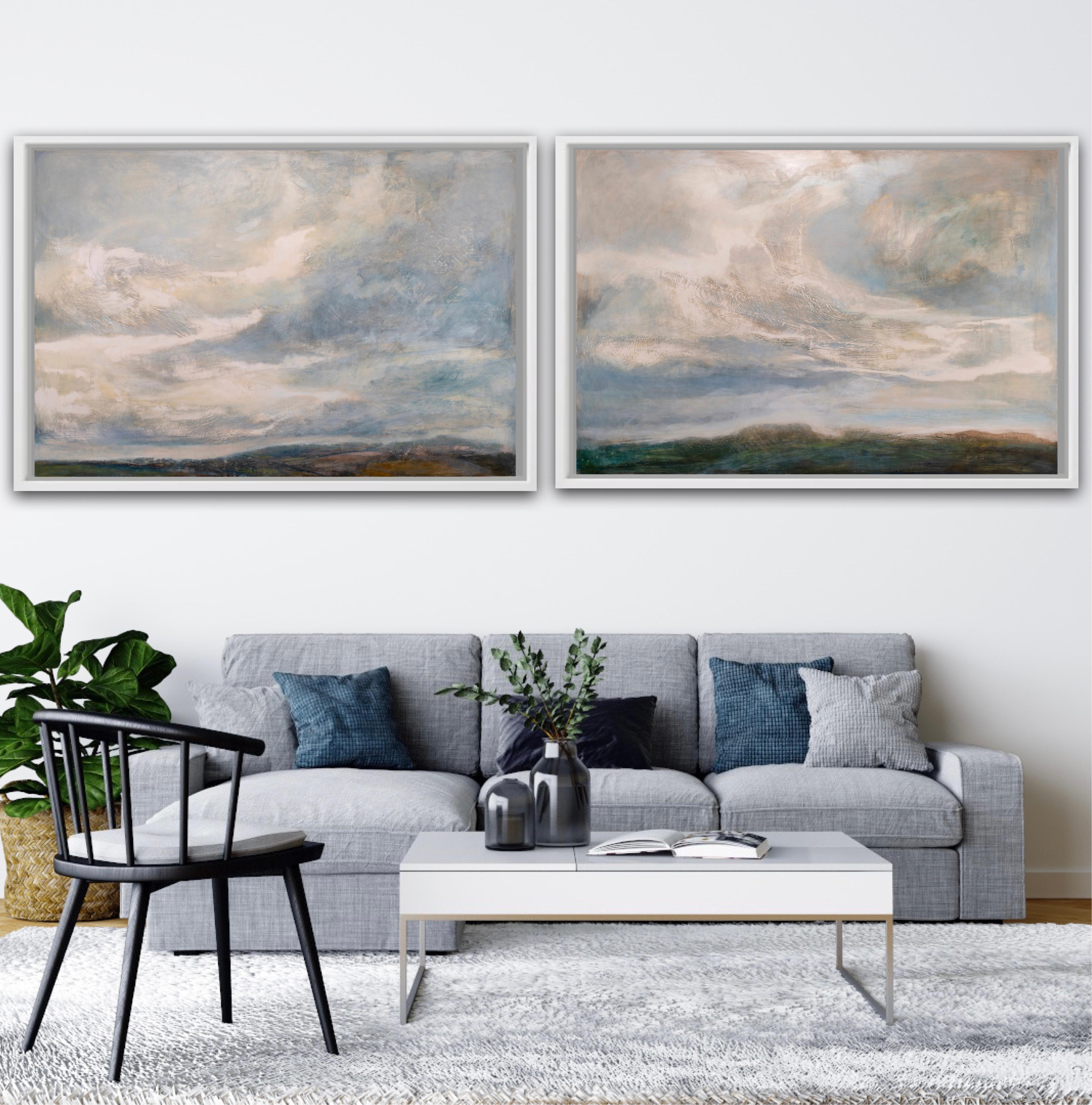 Grey Skies Change and Chromatic Grey Skies diptych  - Abstract Expressionist Painting by Alex McIntyre 