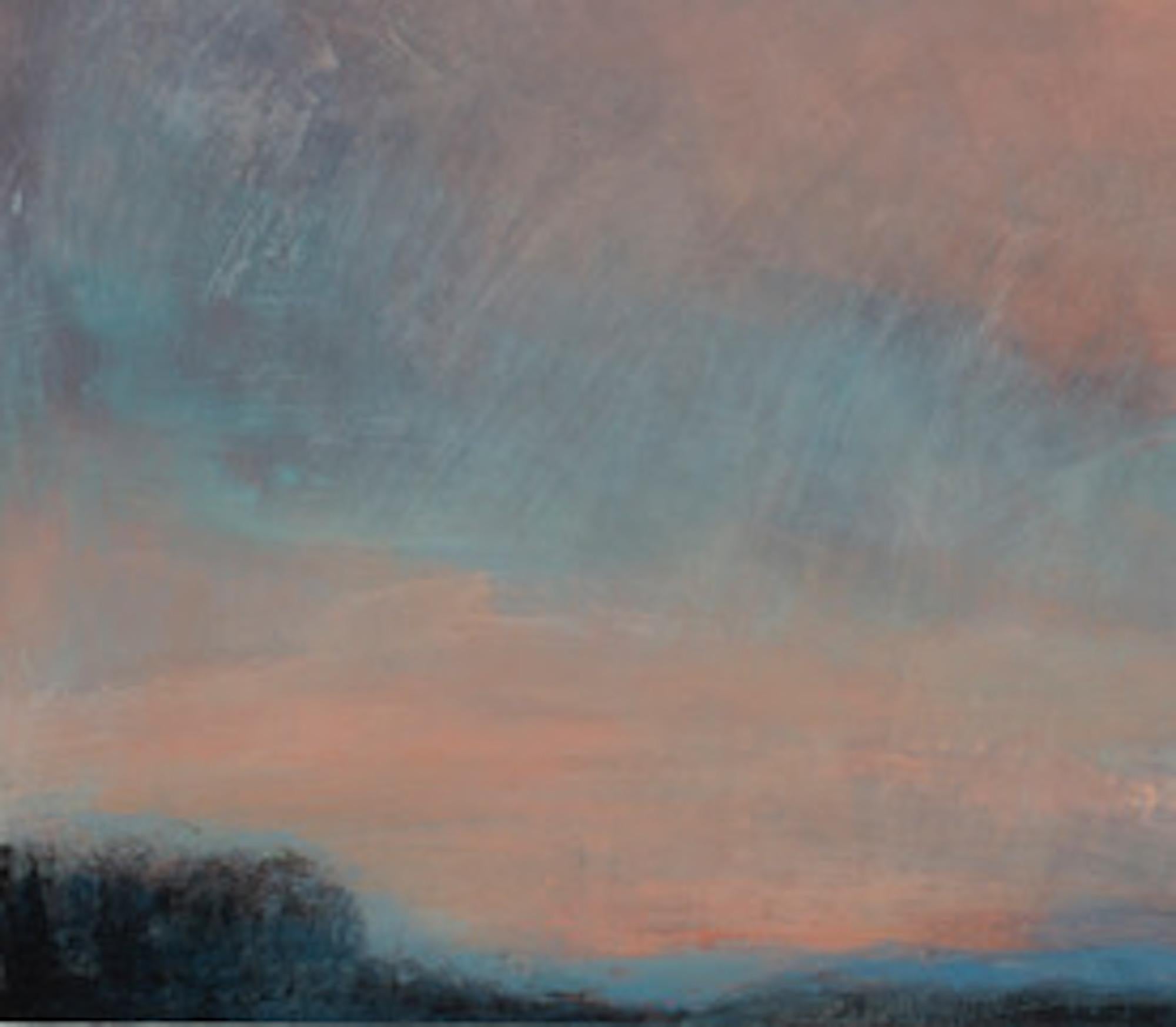 Resilient Sky, skyscape art, original painting, blue and red art, affordable art - Contemporary Painting by Alex McIntyre 