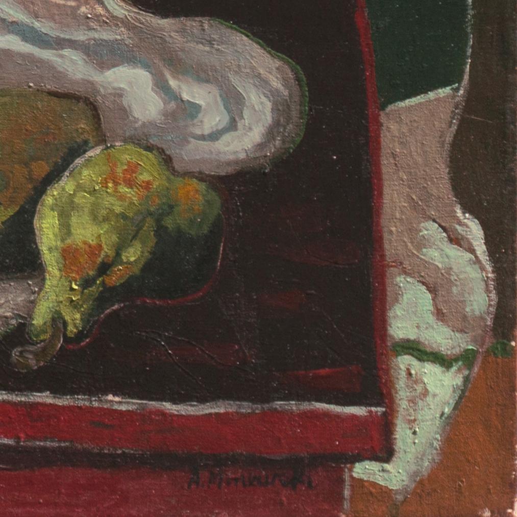 Nature morte aux fruits, Grande Chaumière, Hans Hofmann, NY ASL, Monhegan, PAFA - Expressionniste Painting par Alex Minewski