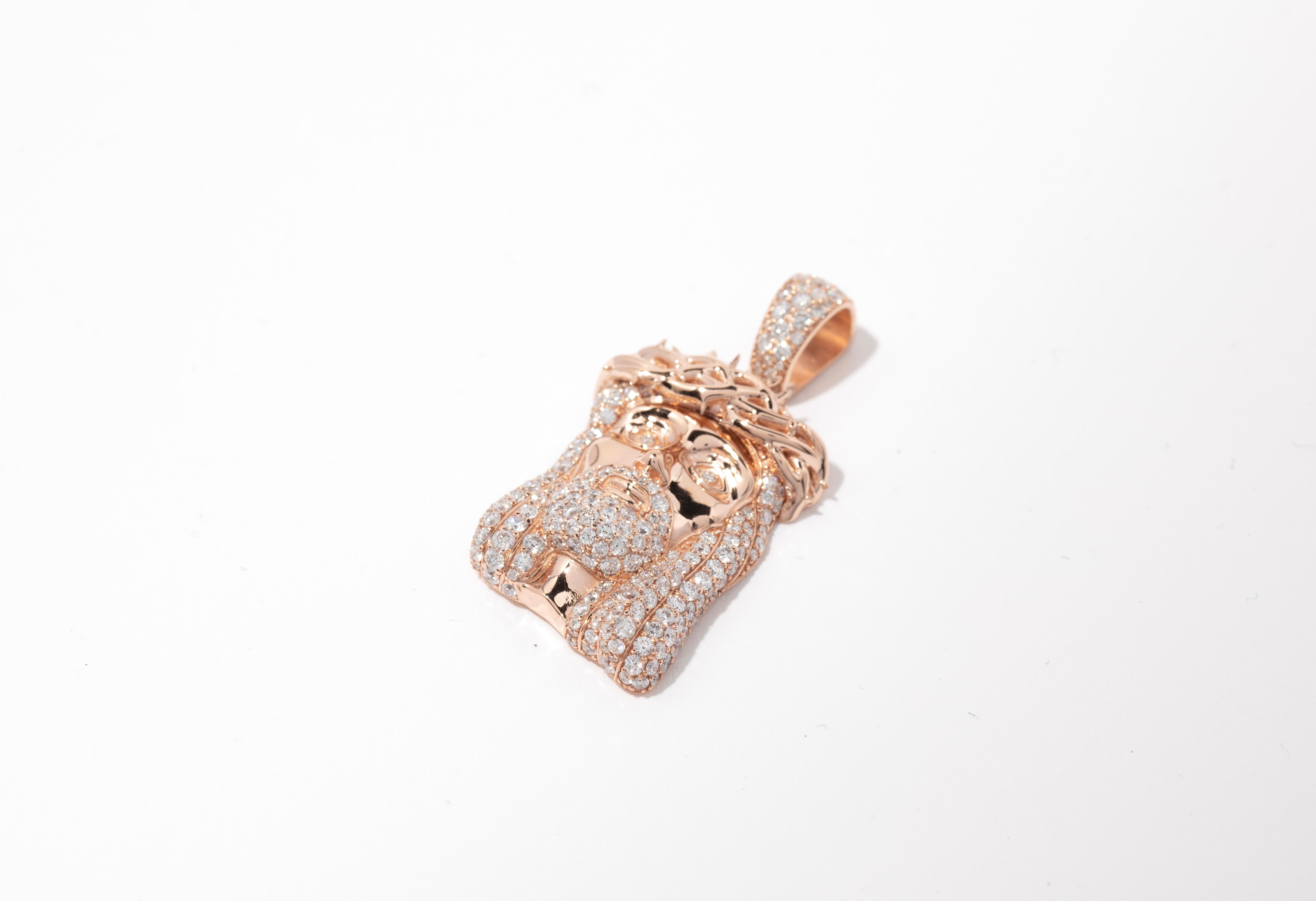 Taille brillant Alex Moss New York Classic Jesus Piece en or rose en vente