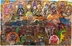 The Mean Hippies (Drawing with Rattlesnake Warrior and Red Rebels) Outsider Art