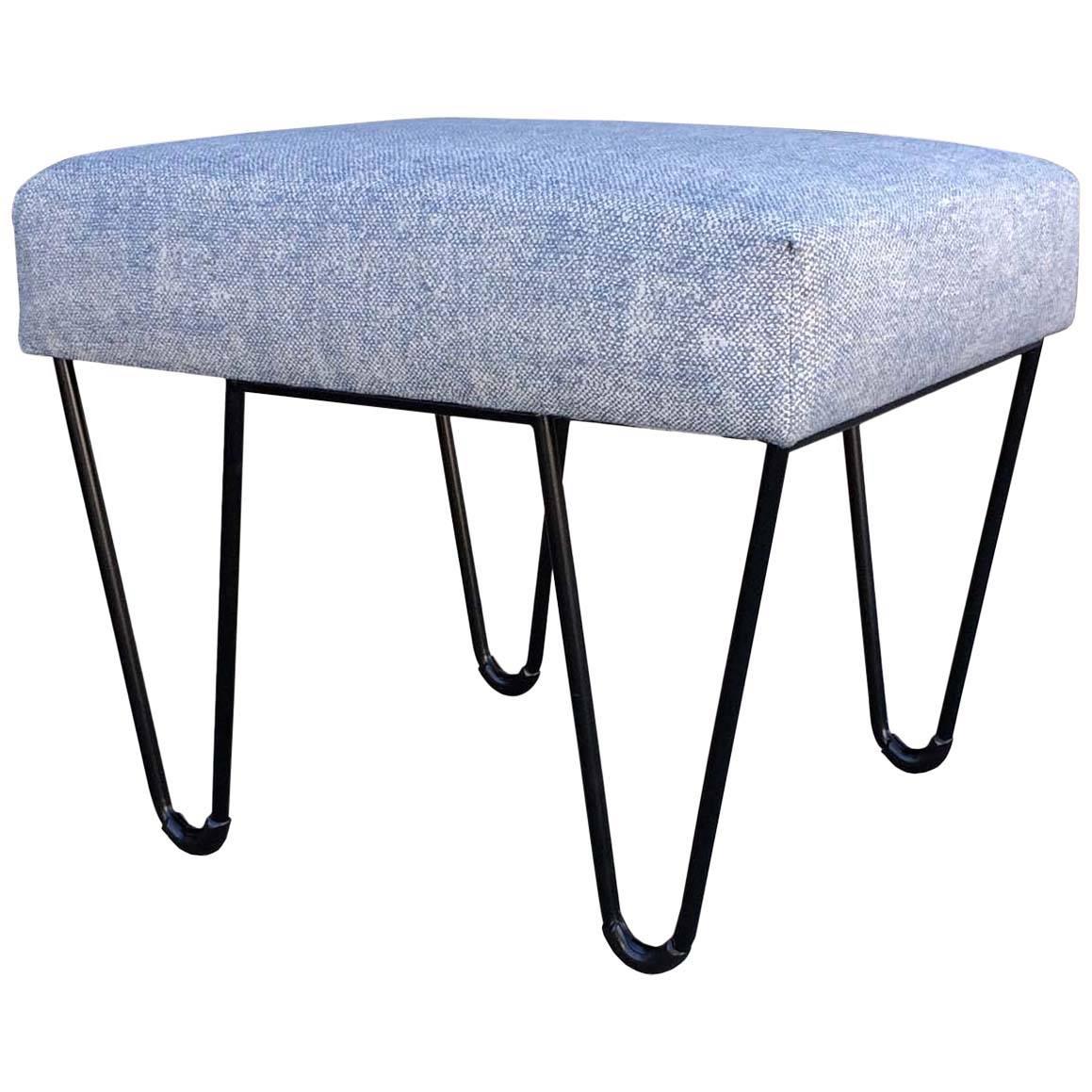 Alex Outdoor Ottoman Stainless Steel Powder Coated Upholstered Sunbrella For Sale