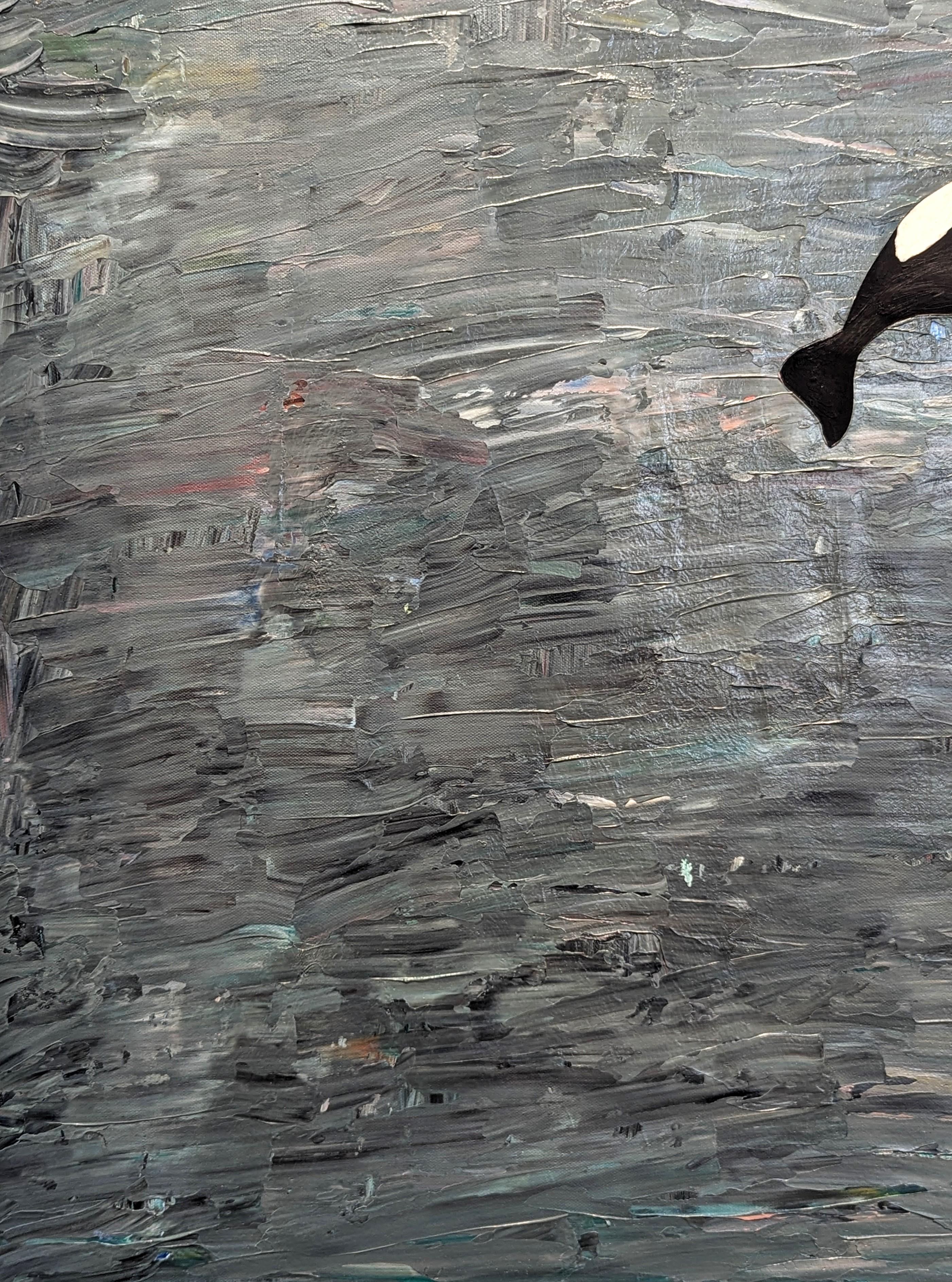 Seien Sie geblendet Bunte Contemporary Ocean Seascape Gemälde eines springenden Orca im Angebot 2